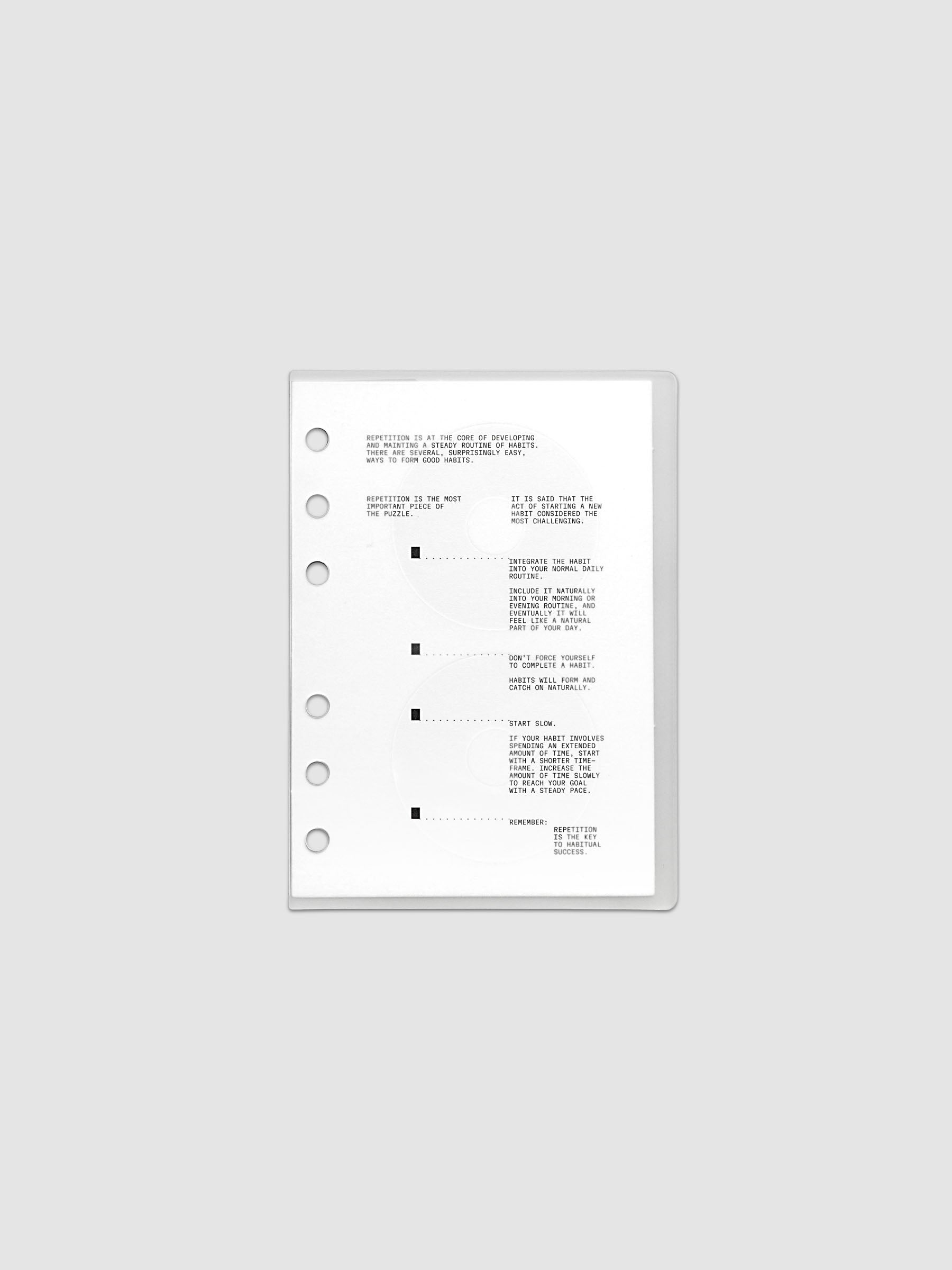On Repeat Planner Cover + Dashboard Set shown in size A6, pre-punched for 6-ring binders.
