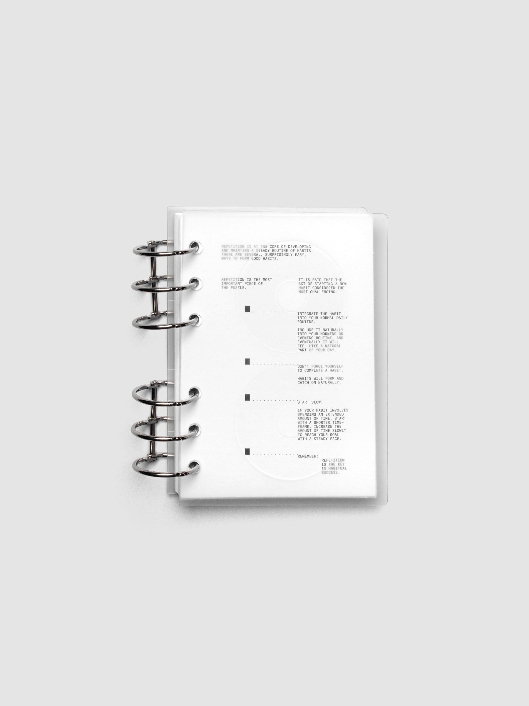On Repeat Planner Cover + Dashboard Set shown in size A6 with 6-ring binding.