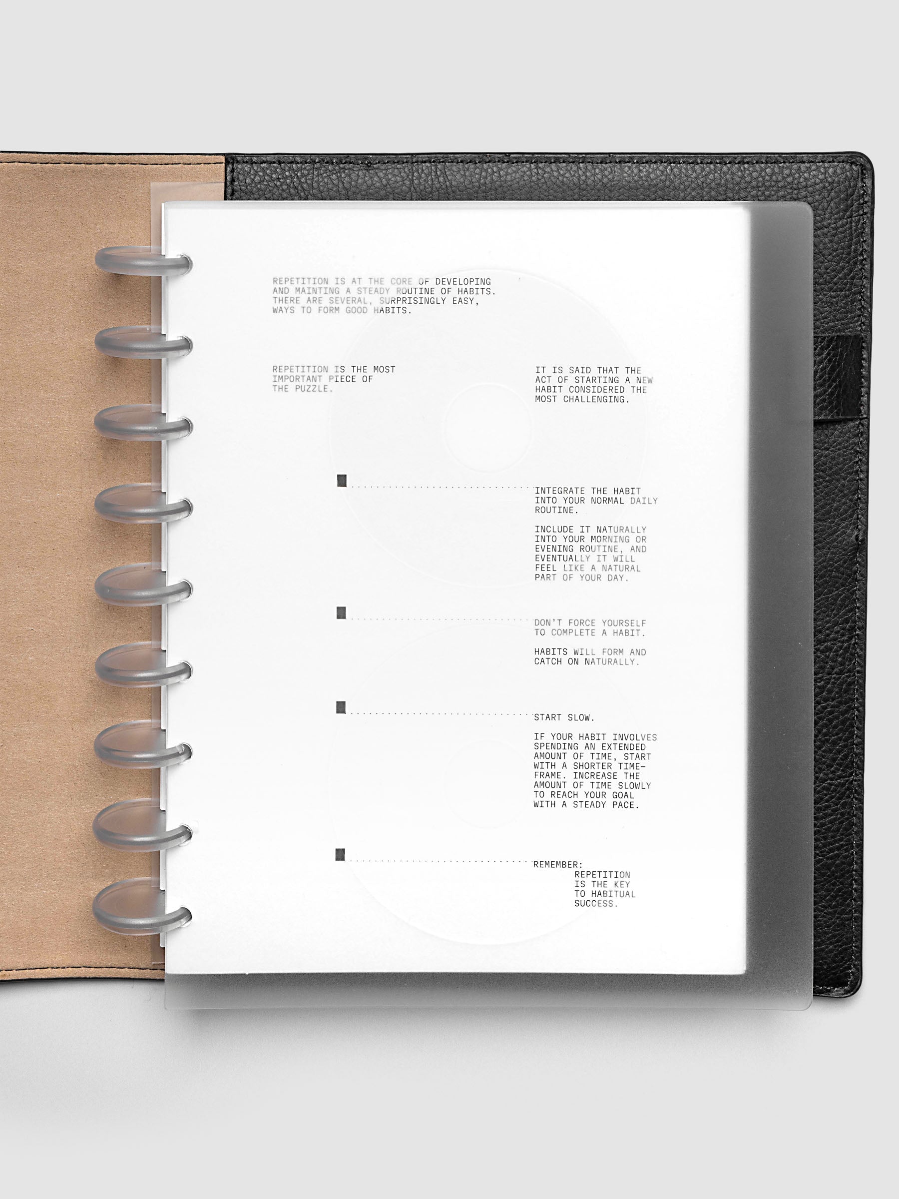 On Repeat Planner Cover + Dashboard Set shown in a black, HP Classic folio.