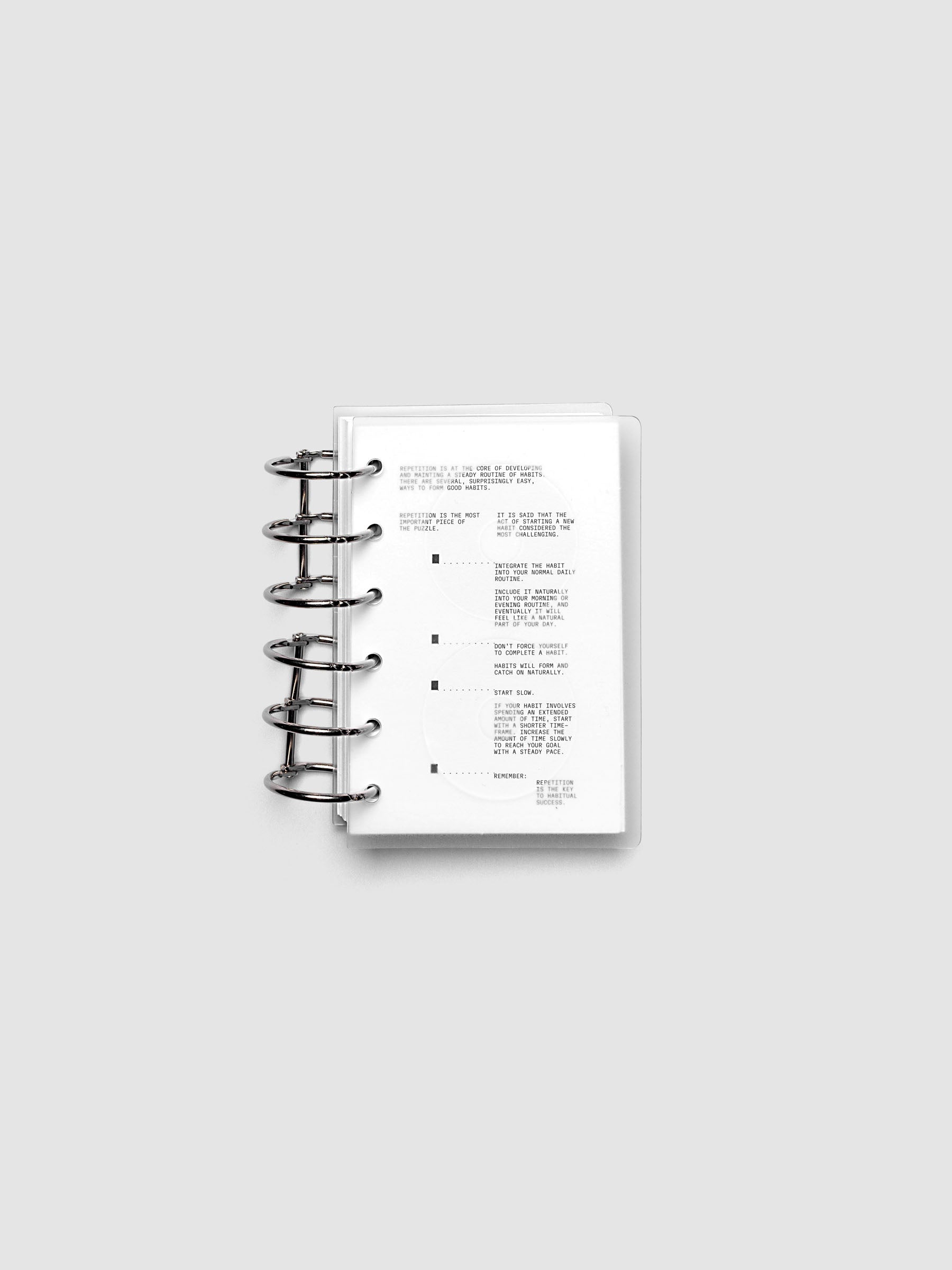 On Repeat Planner Cover + Dashboard Set shown in size Pocket with 6-ring binding.
