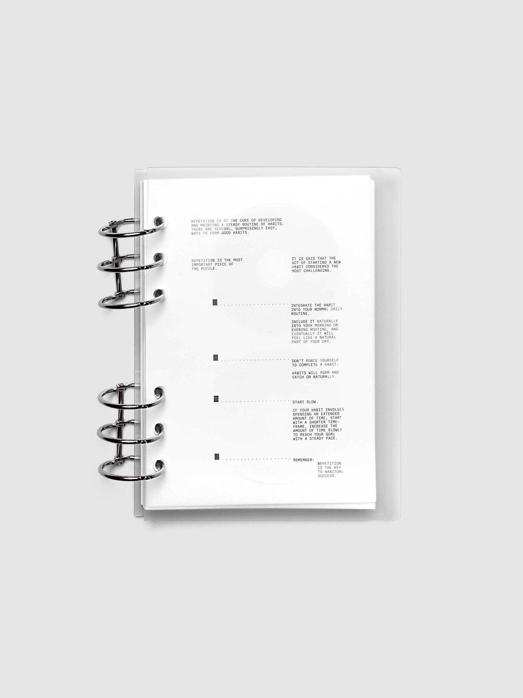 On Repeat Planner Cover + Dashboard Set shown in size Personal Wide with 6-ring binding.
