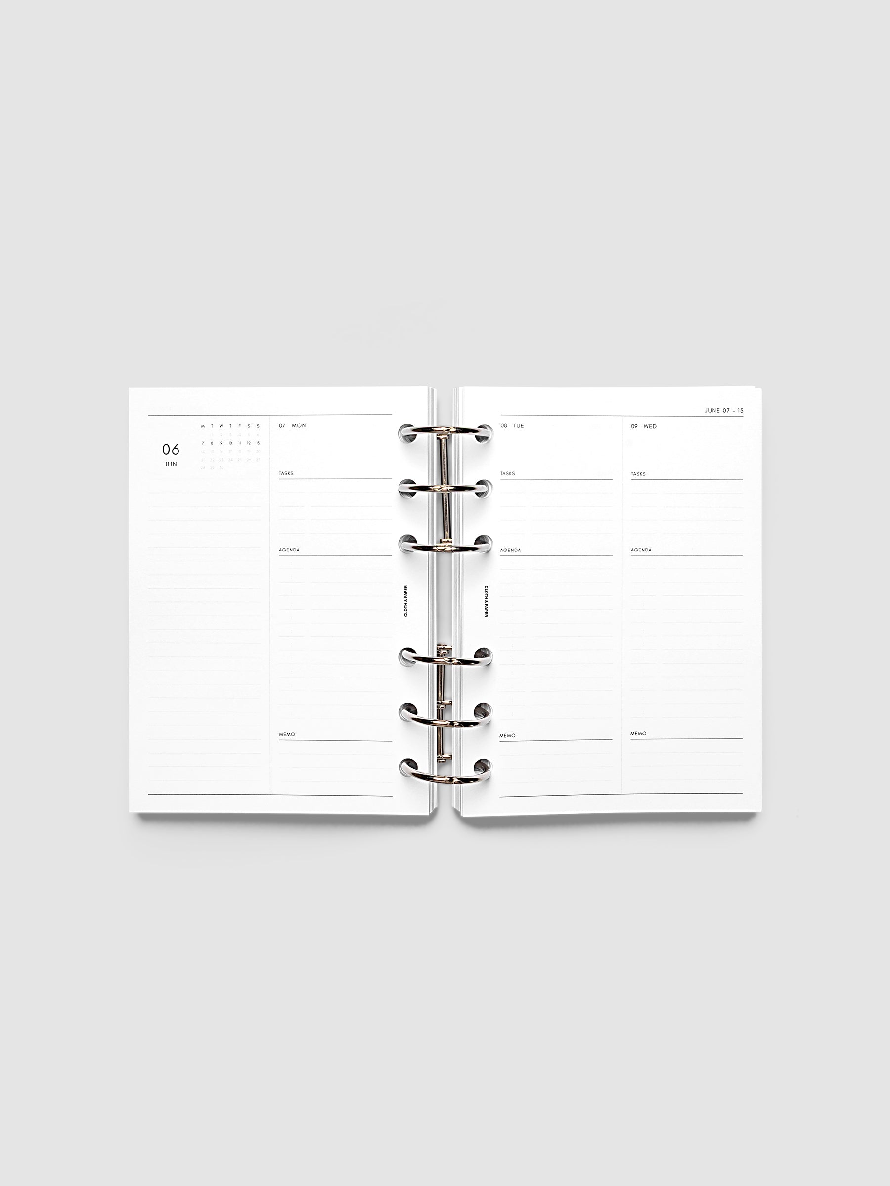 2027 Dated Daily Inserts | Monday Start in size A6 6-Ring Punch shown ringbound