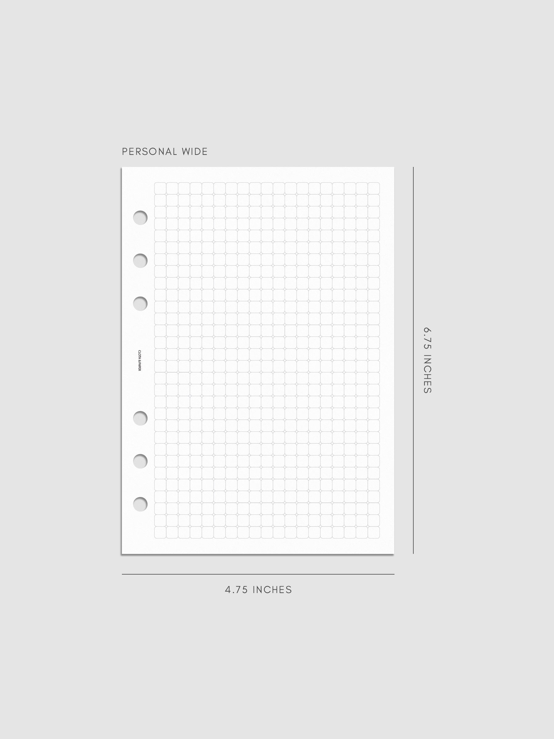 Rounded Graph Planner Insert Personal Wide 6-Ring Punch mockup