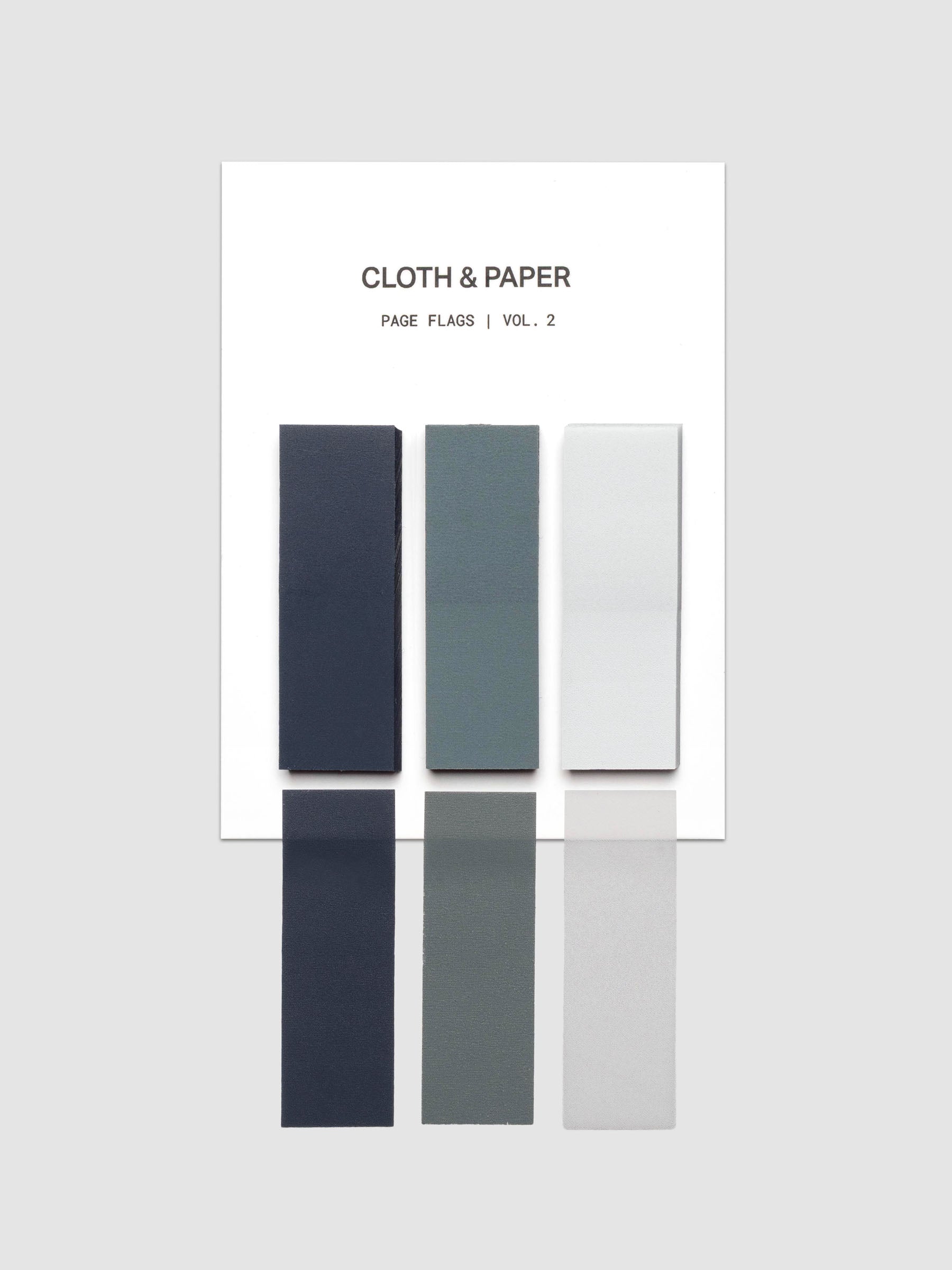 One set of a Rectangular Page Flag Trio shown in the colors Apollo | Juniper | Aspen with one of each shown below