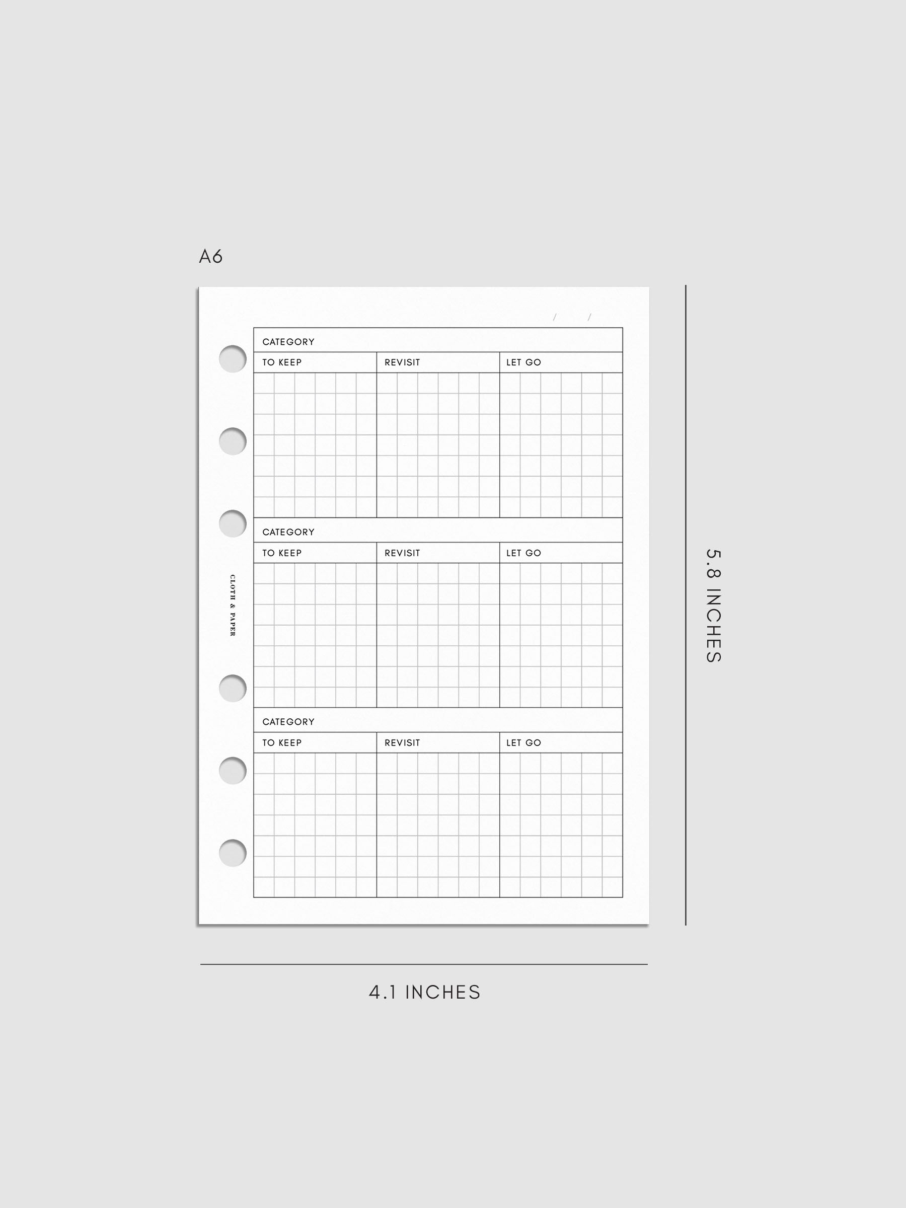 Declutter Planner Inserts mockup in size A6.