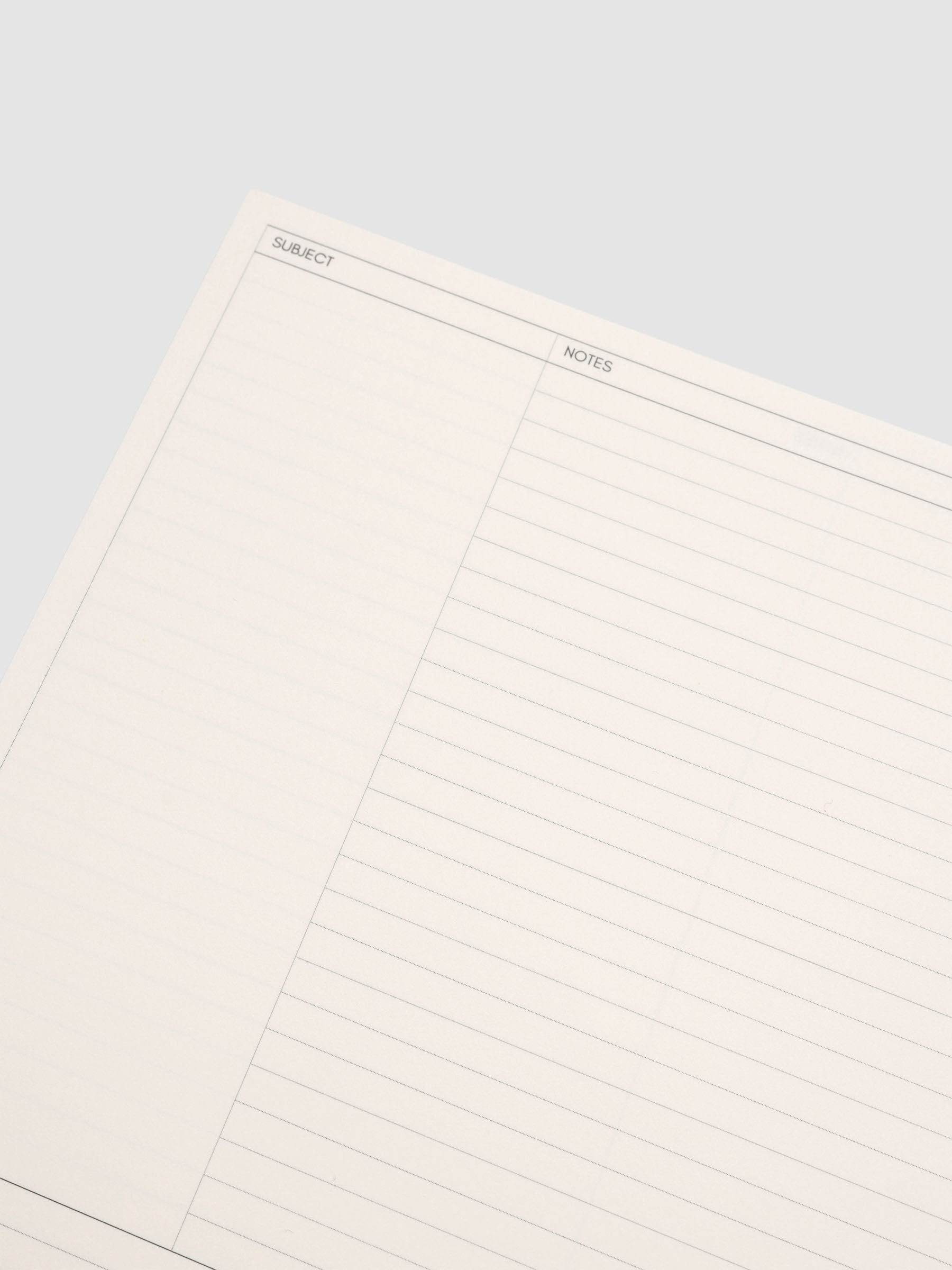 Spiral Notebook in size HP Classic and color Apollo (blue) with Column Note interior layout shown open displaying fields for subject and notes.