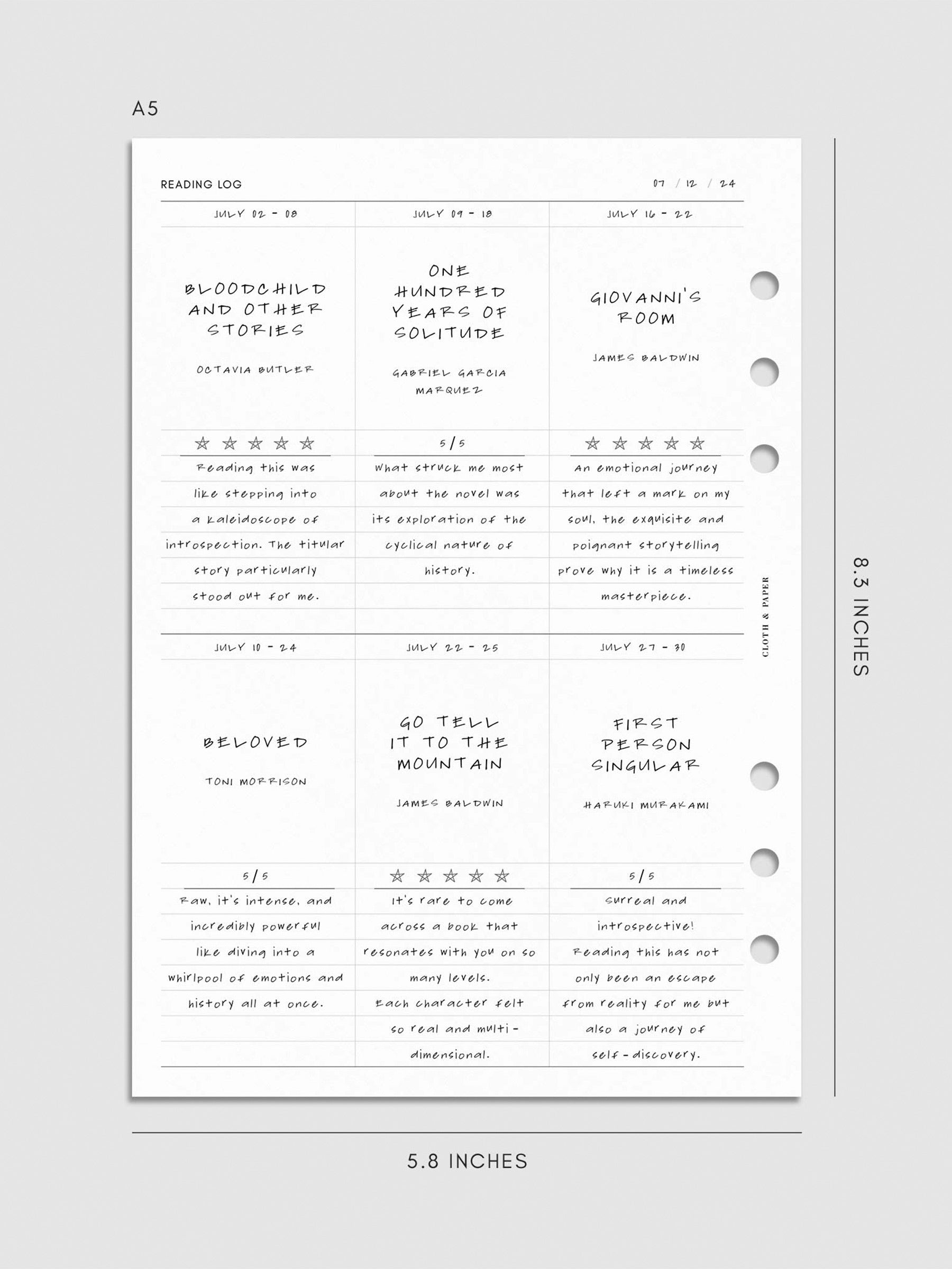 Digital mockup of insert in A5.