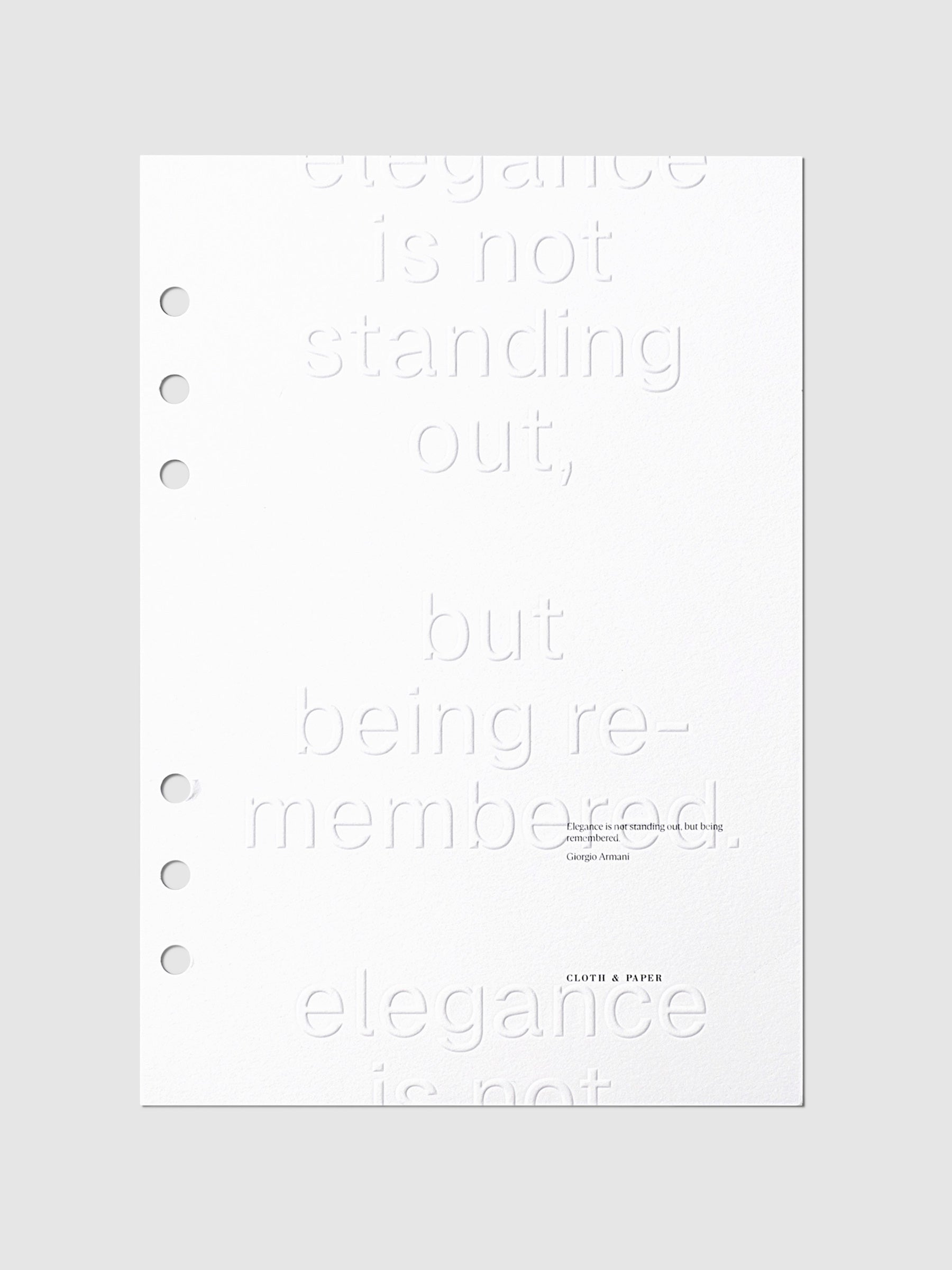 Elegance Dashboard in A5 6-Ring size against a neutral background