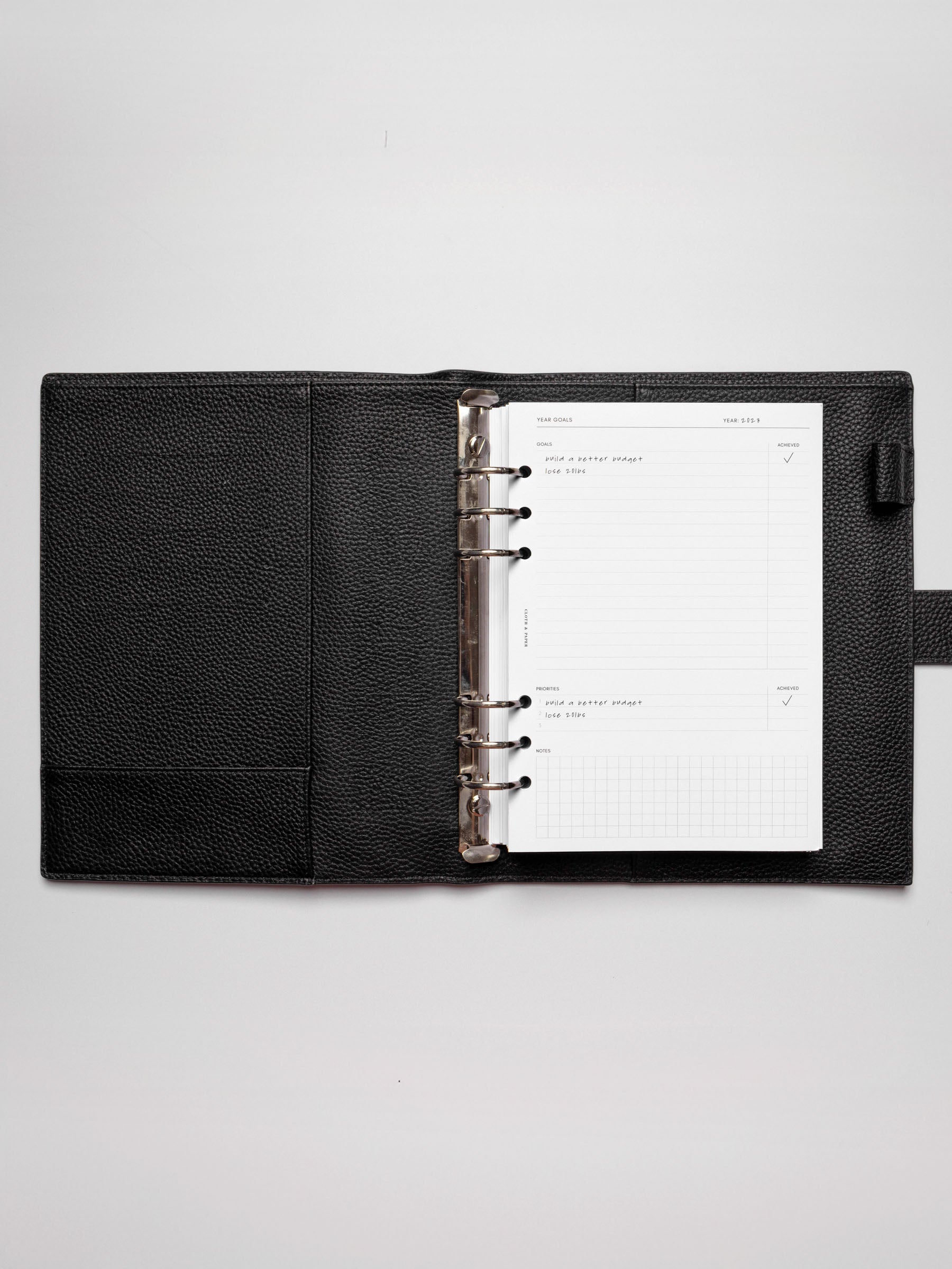 Insert in use inside a discbound planner system. Size shown is A5.