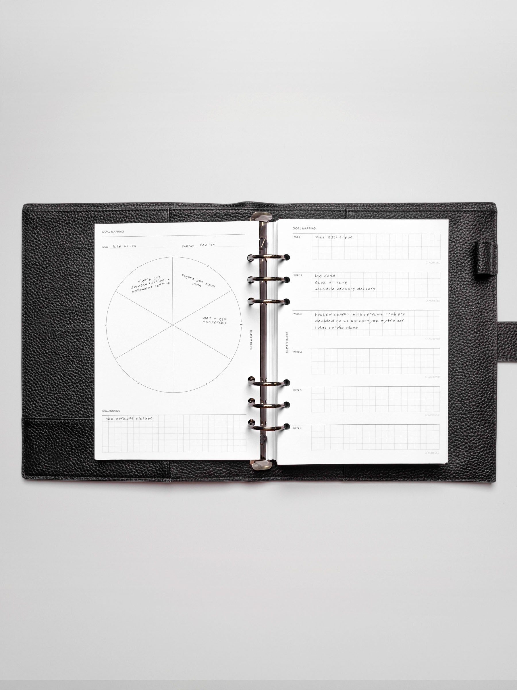 Insert in use inside a discbound planner system. Size shown is A5.