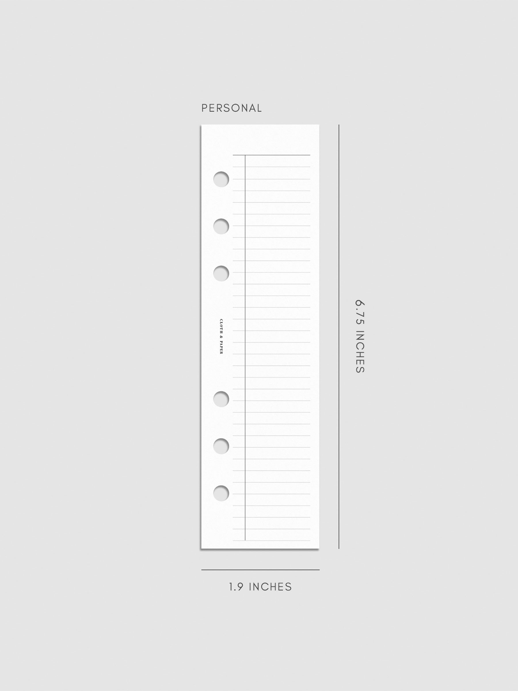 Digital mockup of insert in Personal sizing.