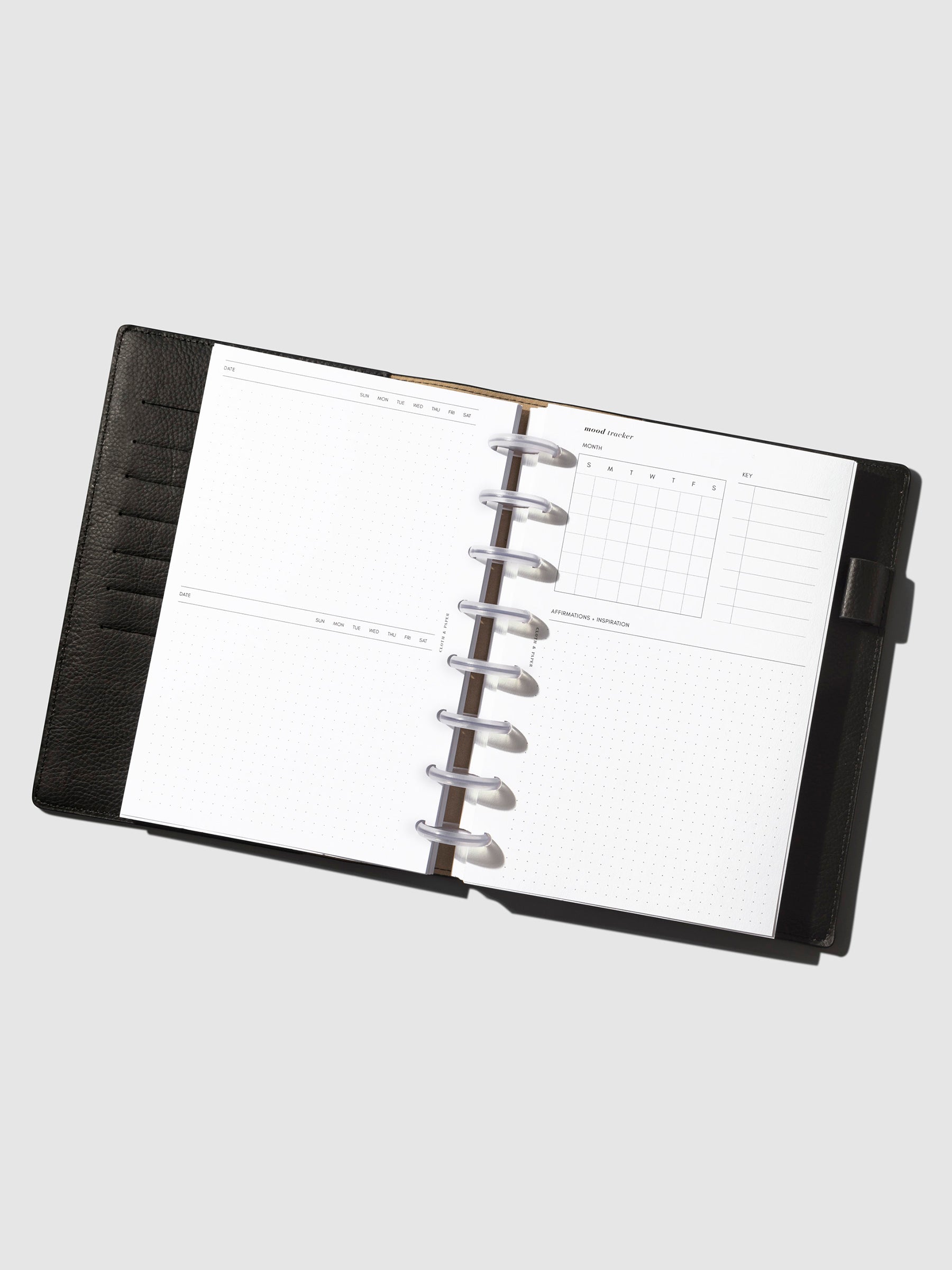 Inserts in use inside a leather folio.