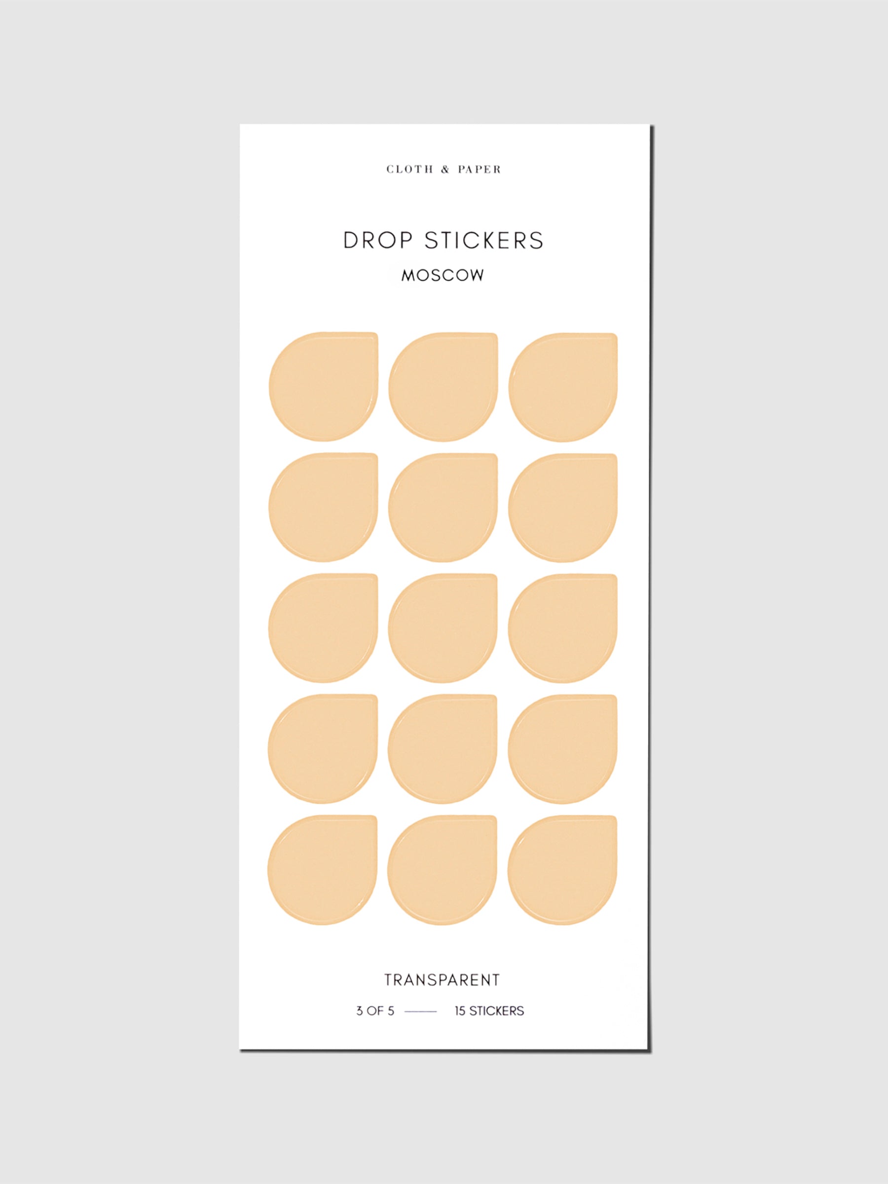 Sticker sheet displayed on a neutral background. Sticker size shown is large, color shown is Moscow.