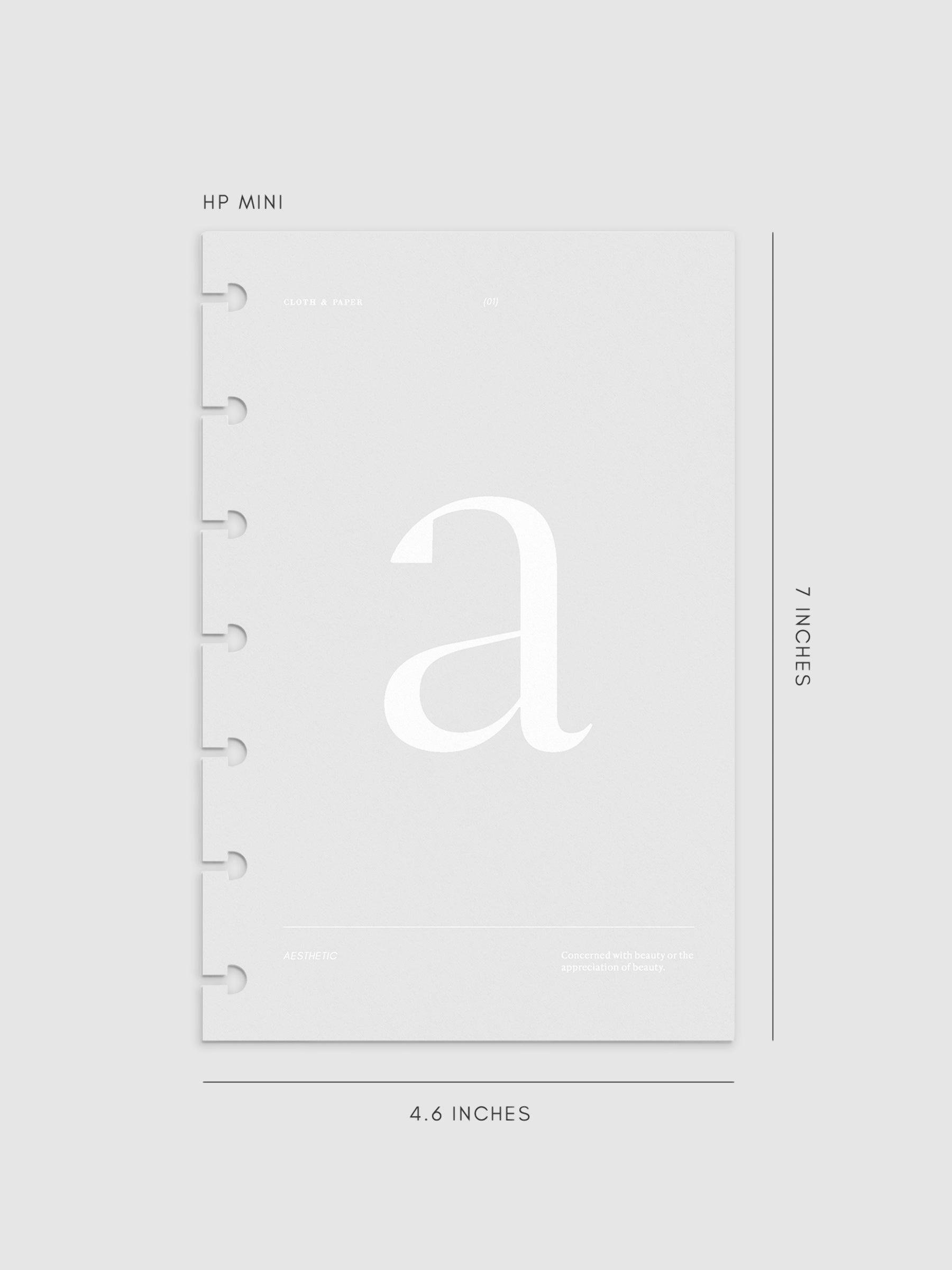 Monogram Vellum Planner Dashboard A in HP Mini displayed on a neutral background.