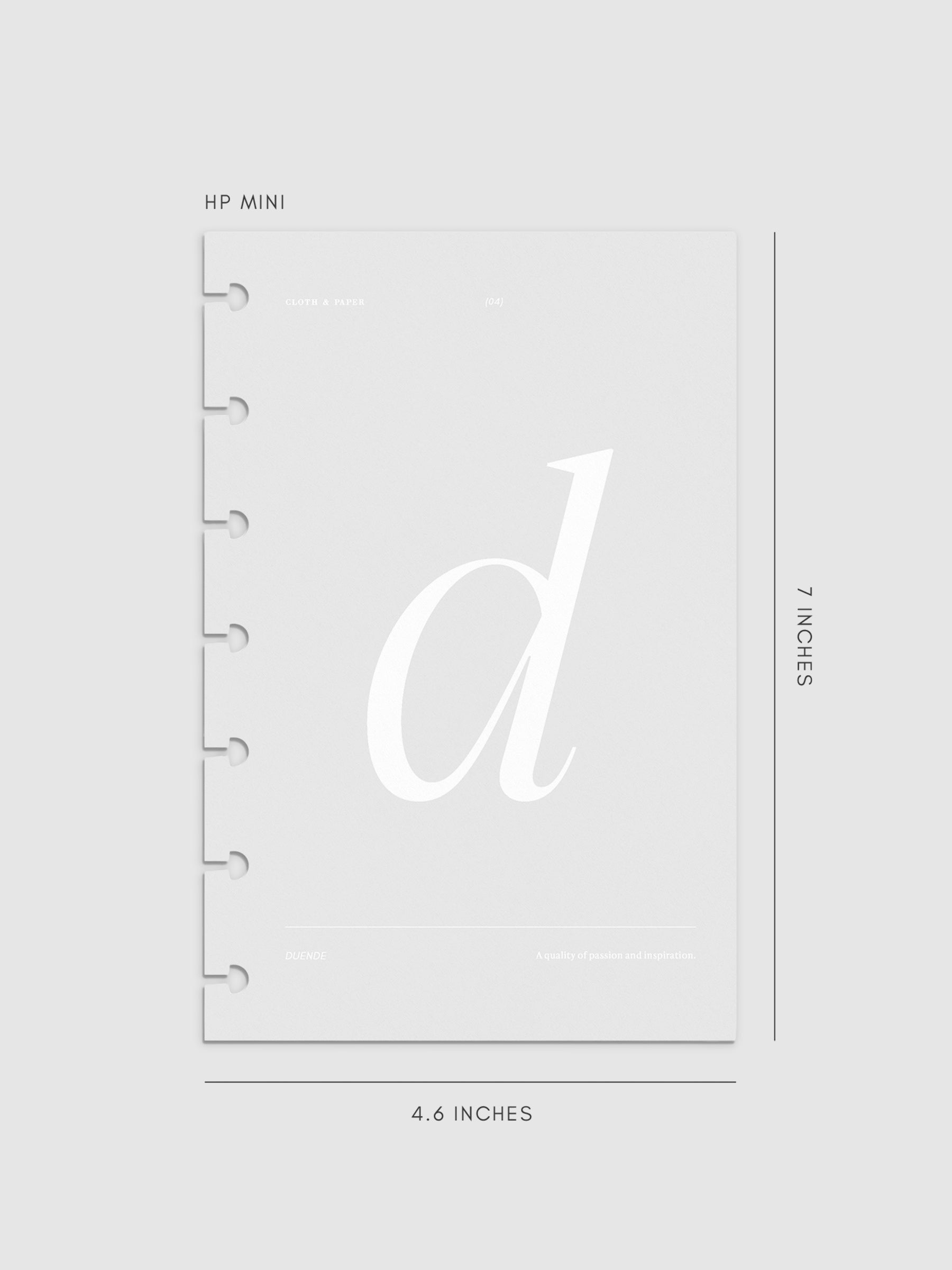 Monogram Vellum Planner Dashboard D in HP Mini displayed on a neutral background.