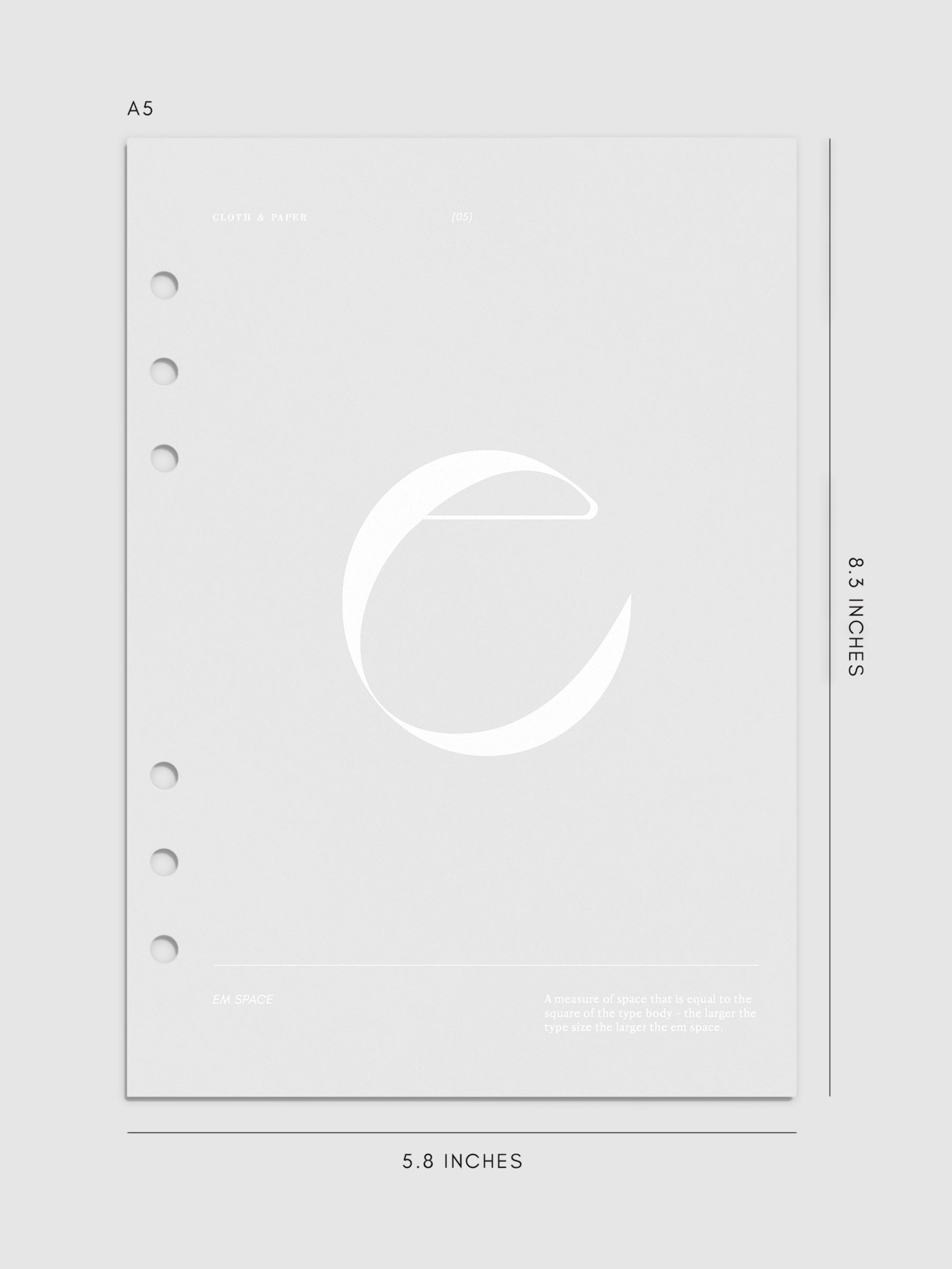 Monogram Vellum Planner Dashboard E in A5 displayed on a neutral background.