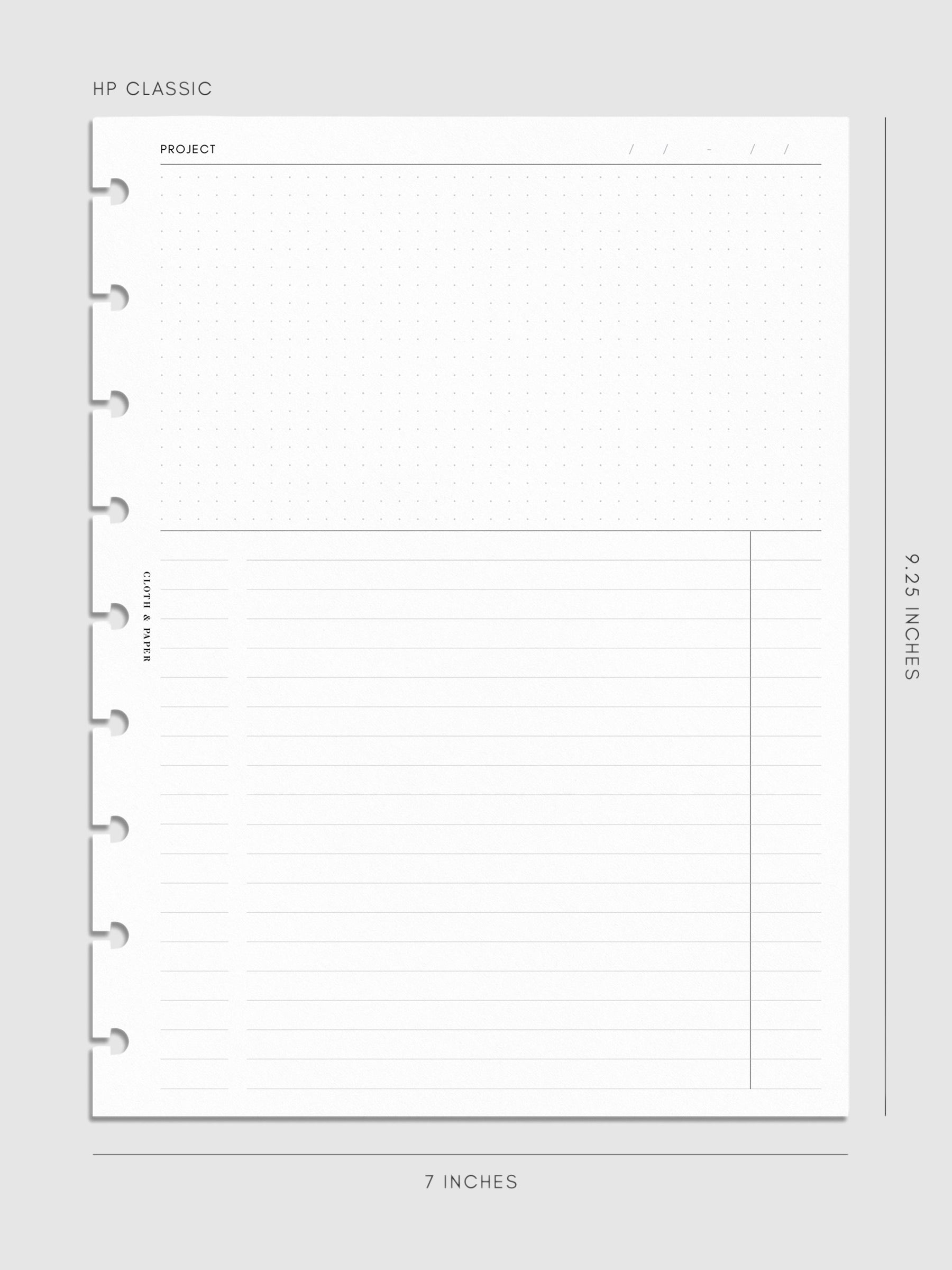 Digital mockup of insert sized in HP Classic.