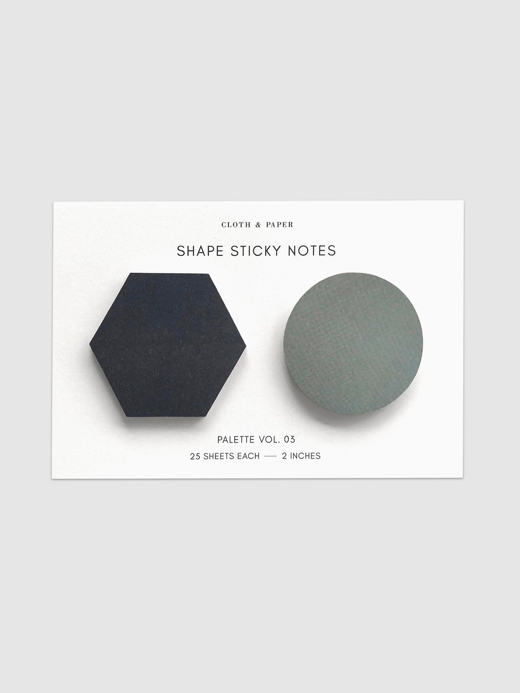 Shape Sticky Note Set, Apollo and Mykonos, Cloth and Paper. Sticky notes against a neutral background.