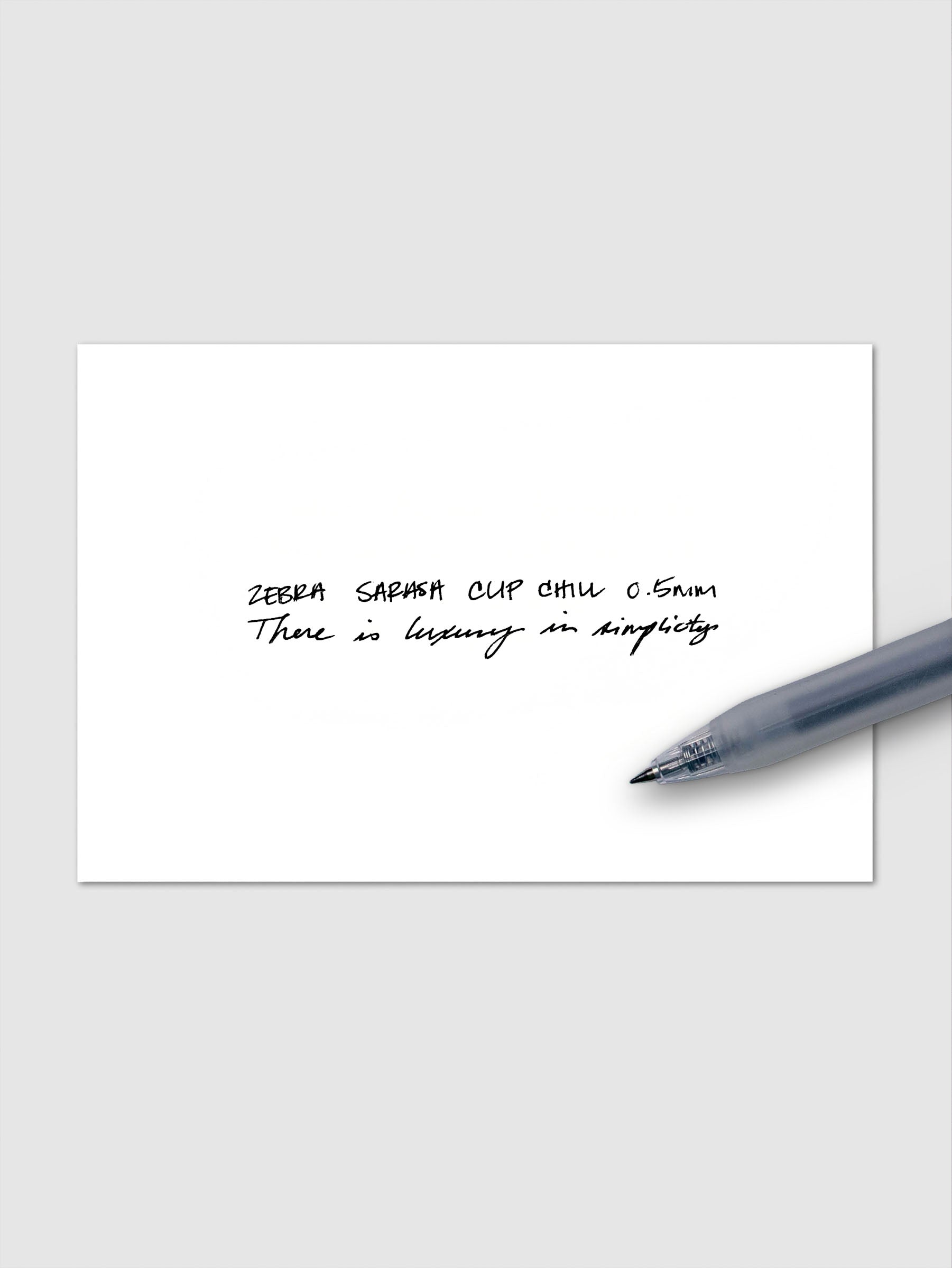Zebra Sarasa Chill gel pen in Clear Black shown in a second product view on white background.