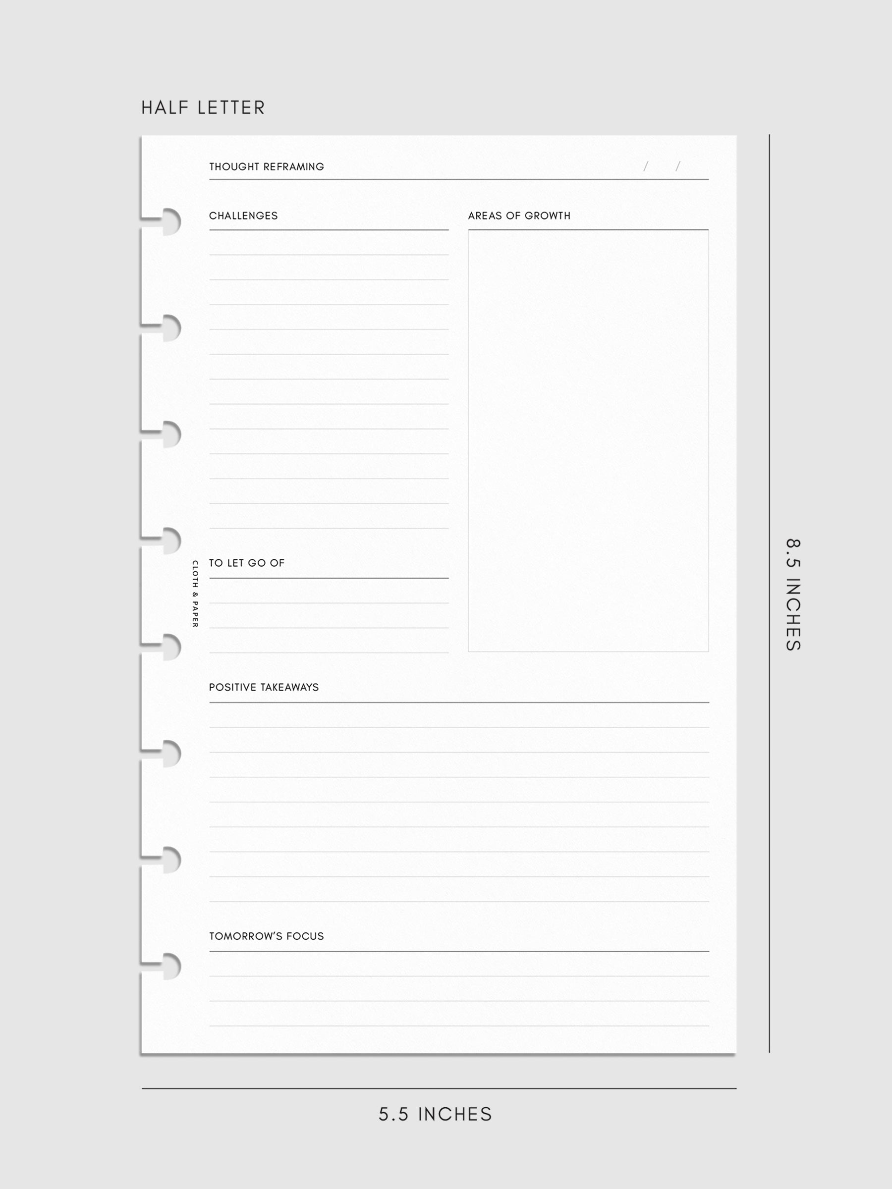 Digital mockup of insert in Half Letter.