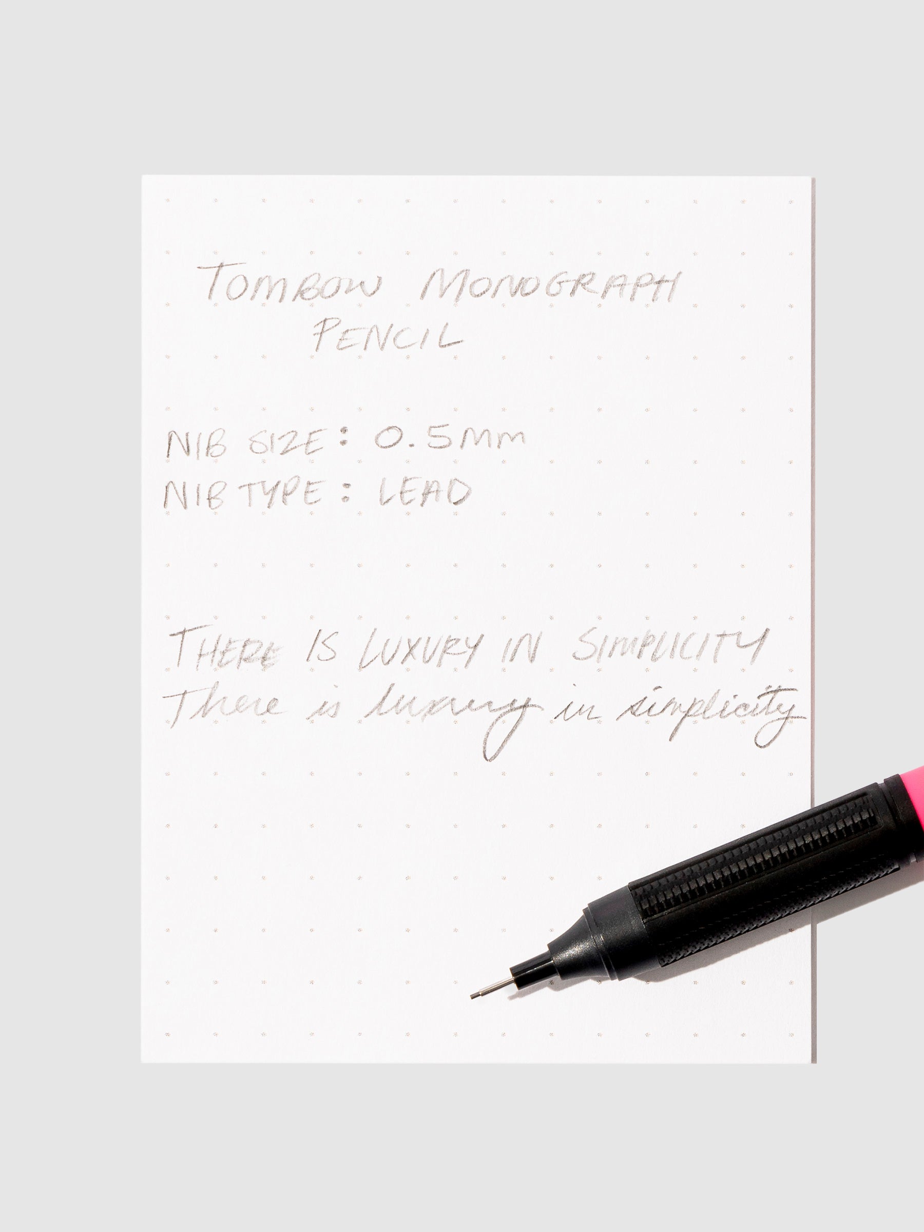 Writing sample for mechanical pencil.