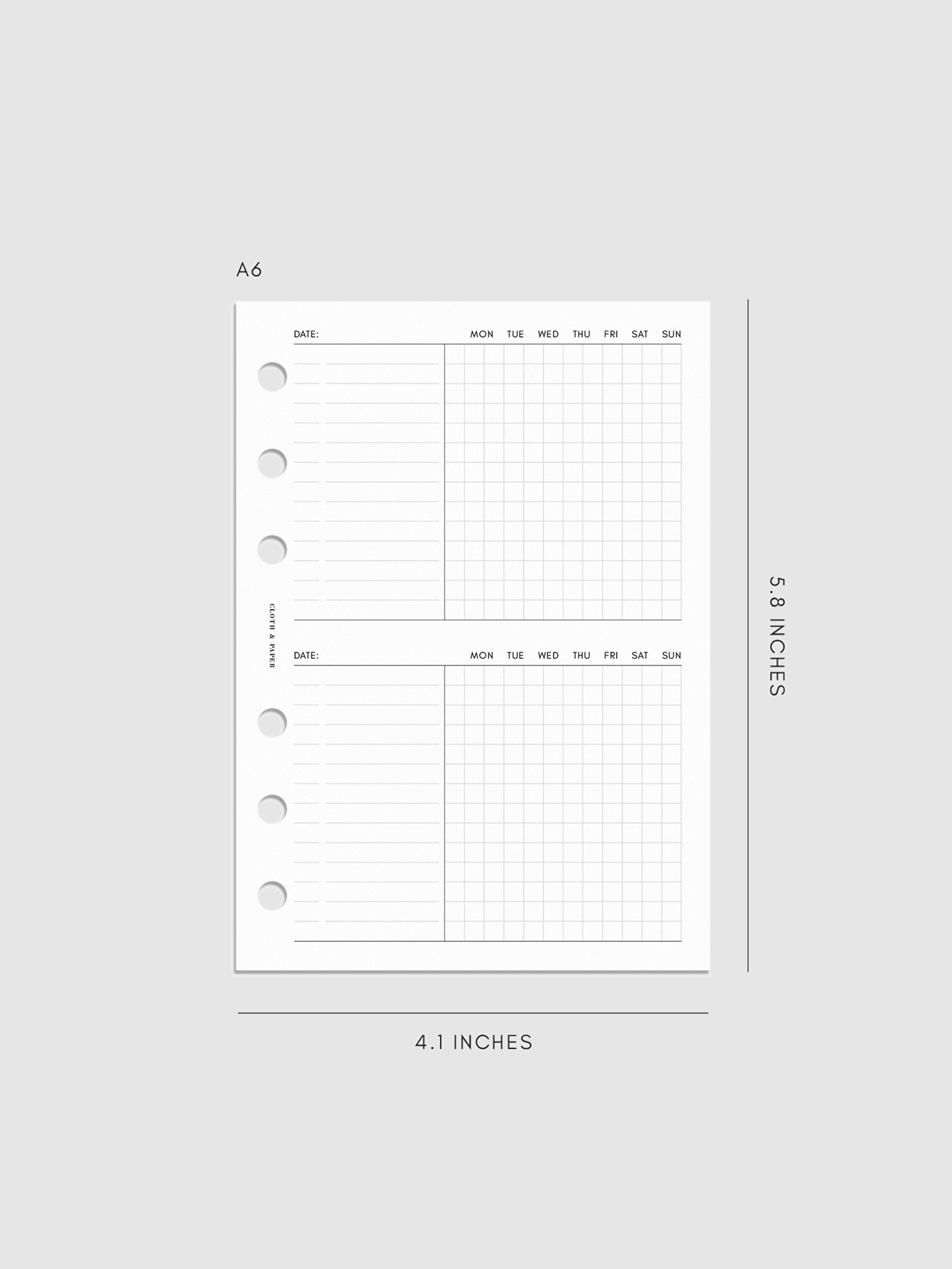 Digital mockup of insert in A6 sizing.