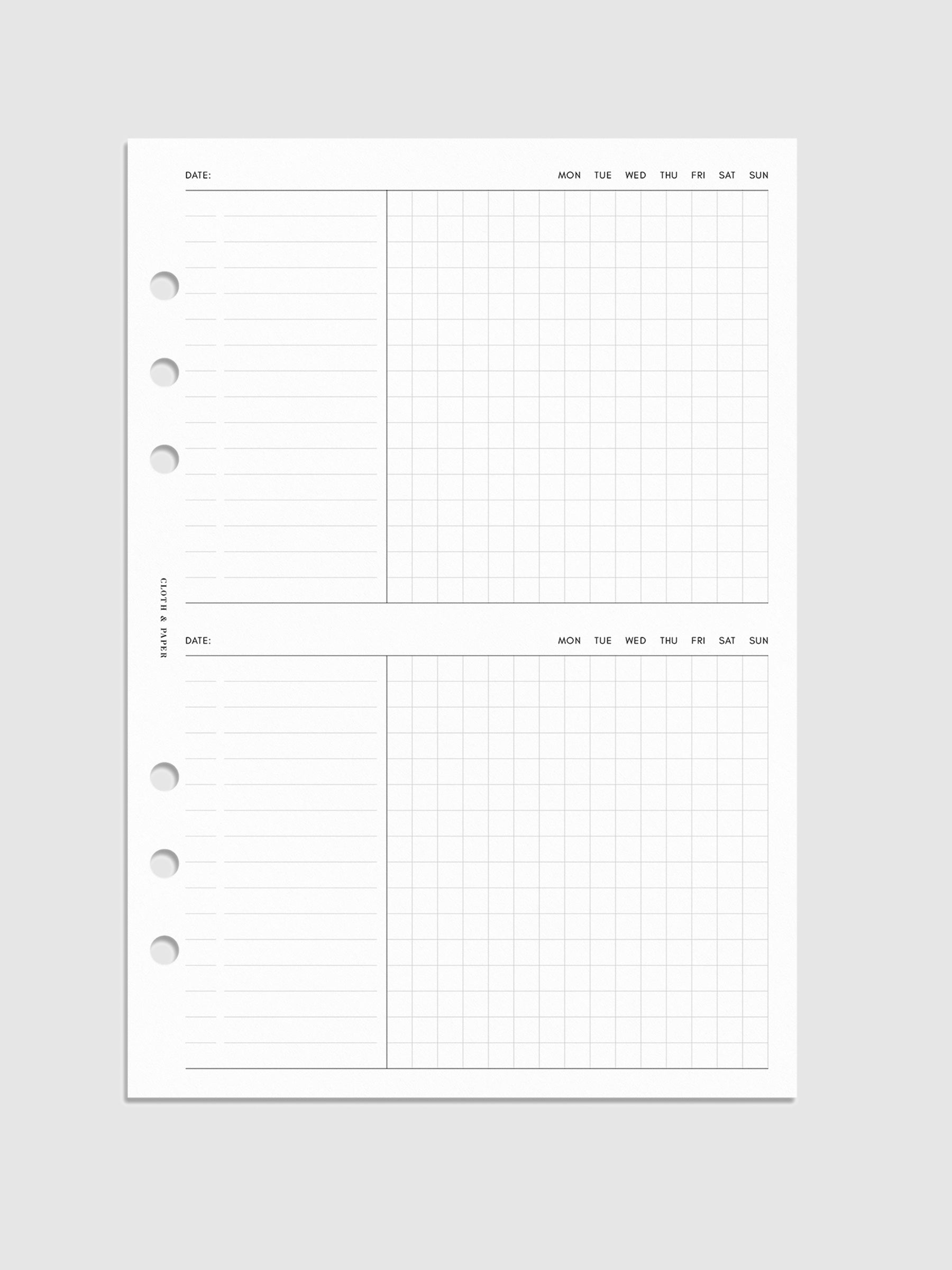 Digital mockup of insert in A5 sizing.
