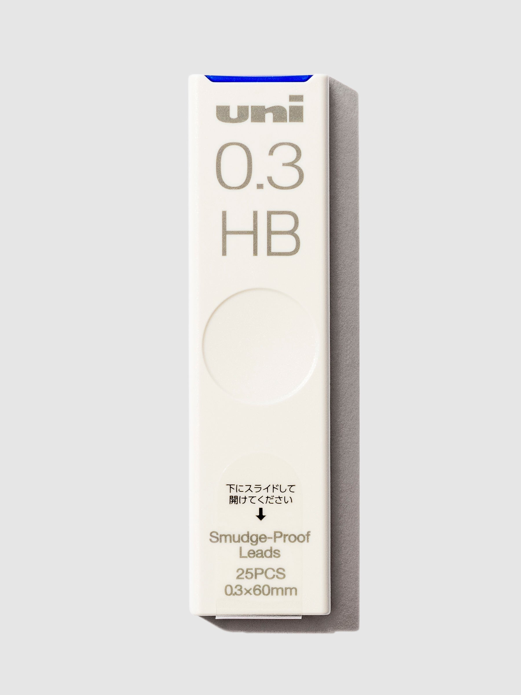 Uni Smudge-Proof Lead, Cloth and Paper. 0.3 mm lead case displayed on a neutral background.