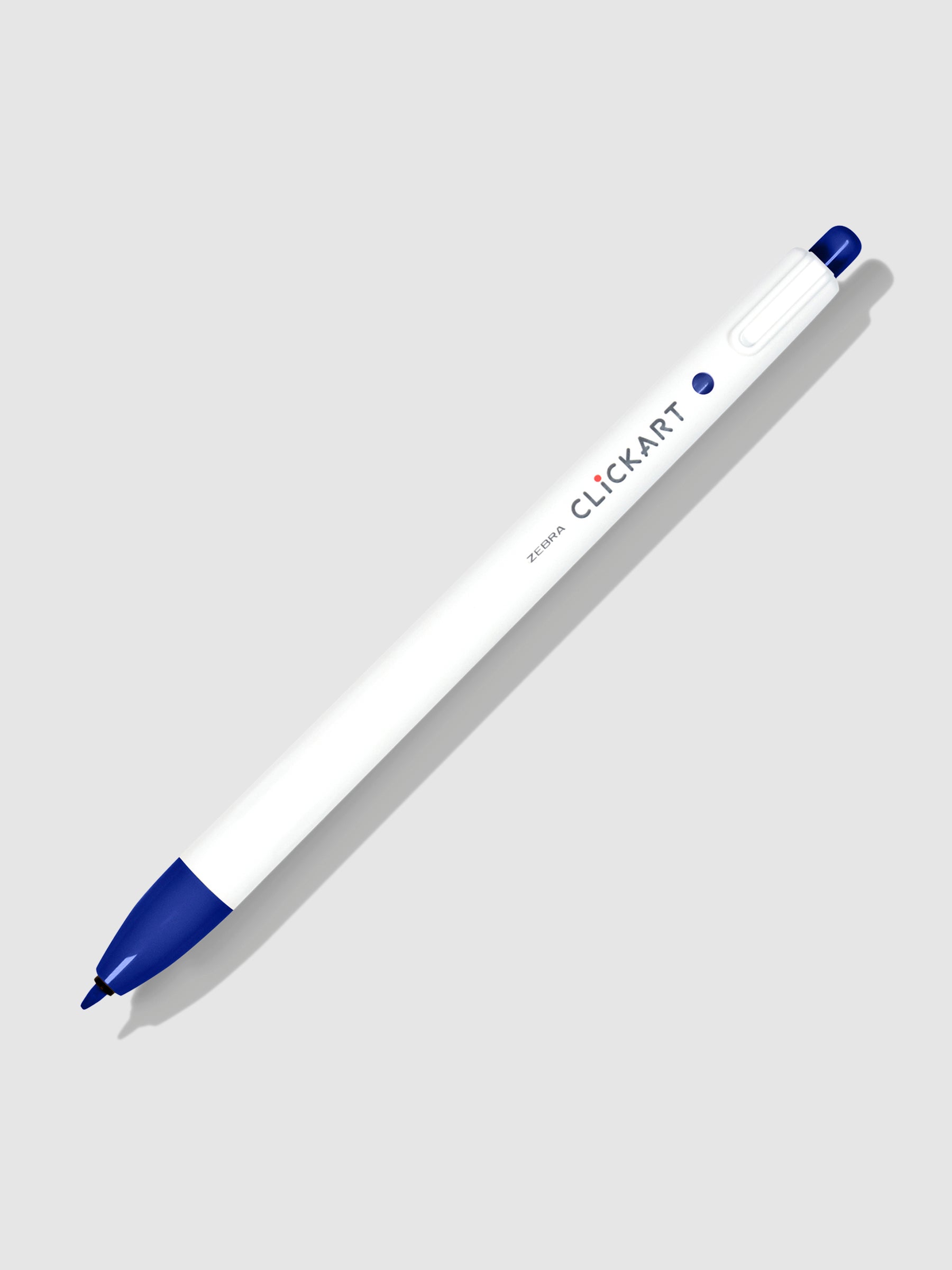 Zebra Clickart Marker, Blue, Cloth and Paper. Marker on a neutral background tilted to the right.
