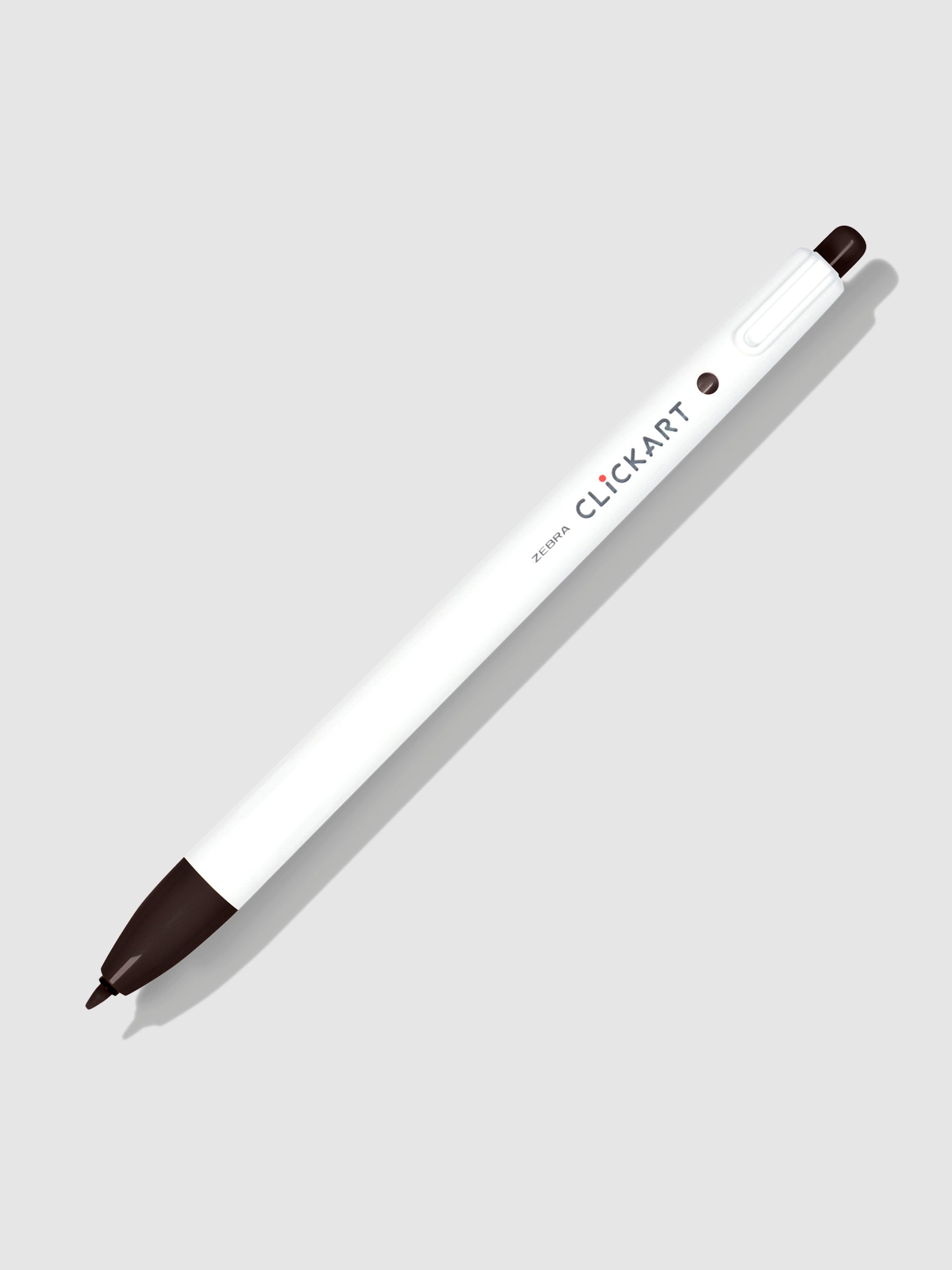 Zebra Clickart Marker, Dark Brown, Cloth and Paper. Marker on a neutral background tilted to the right.