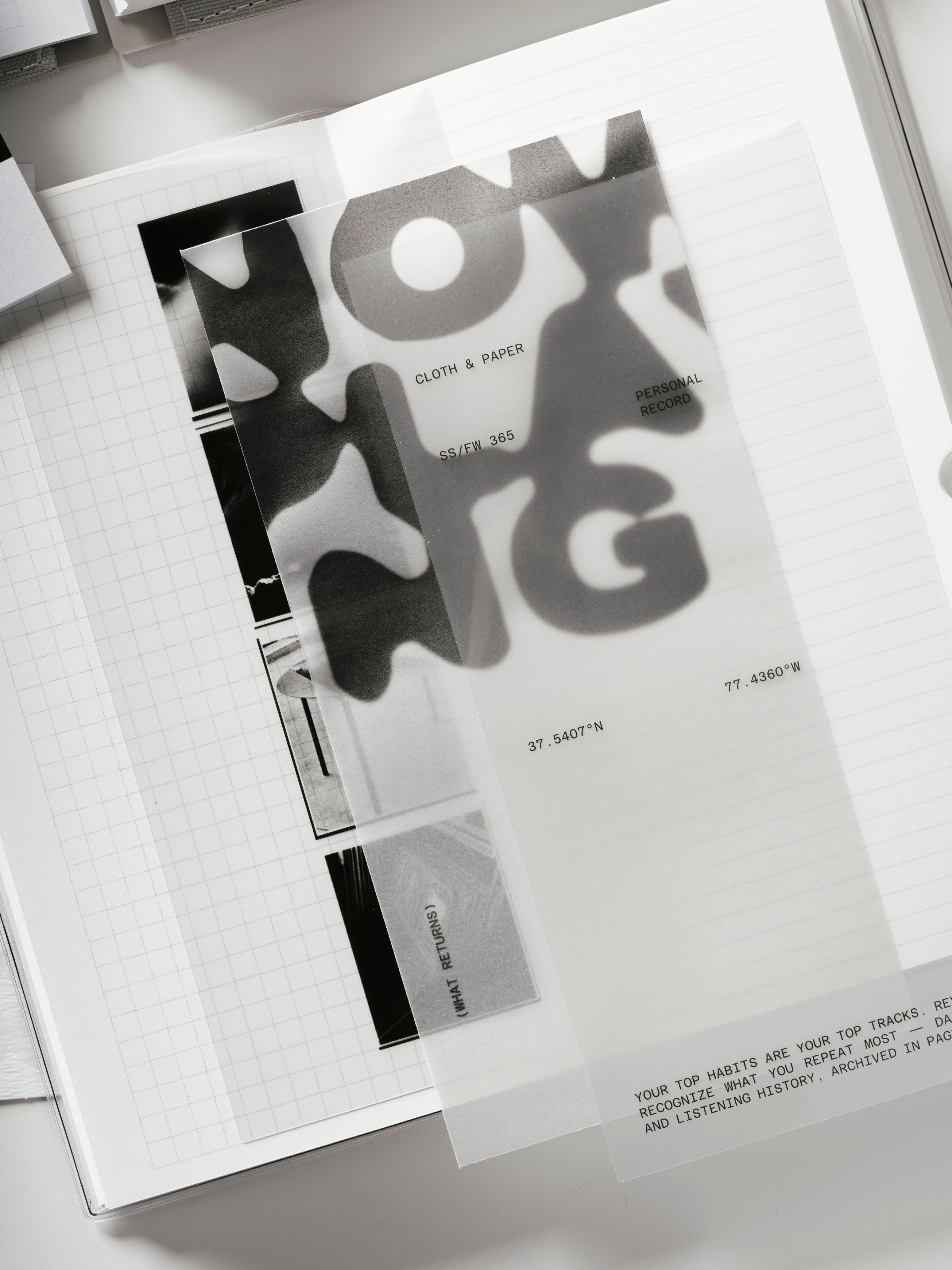 Personal Record Notebook Set, A5 Slim, all four included dashboards featuring spot-gloss cardstock, translucent vellum, and ultra-thin plastic designs