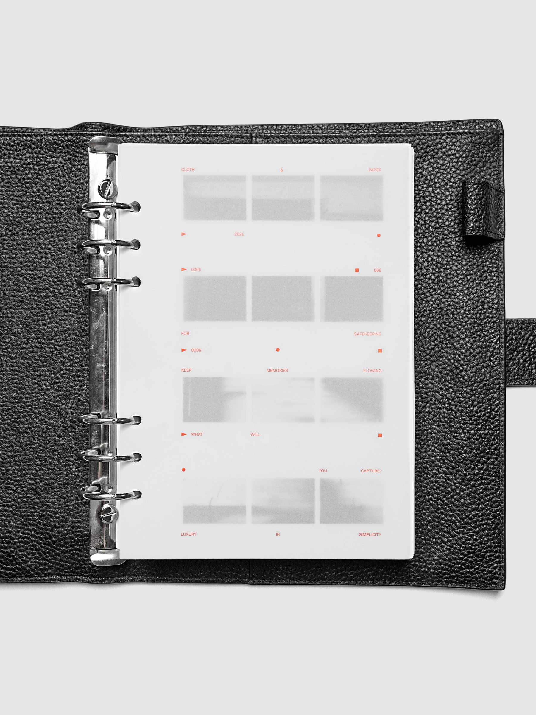Film Strip Planner Dashboard Duo A5 6-Ring Punch both dashboards layered inside a planner showing film strip design and semi-transparent vellum overlay