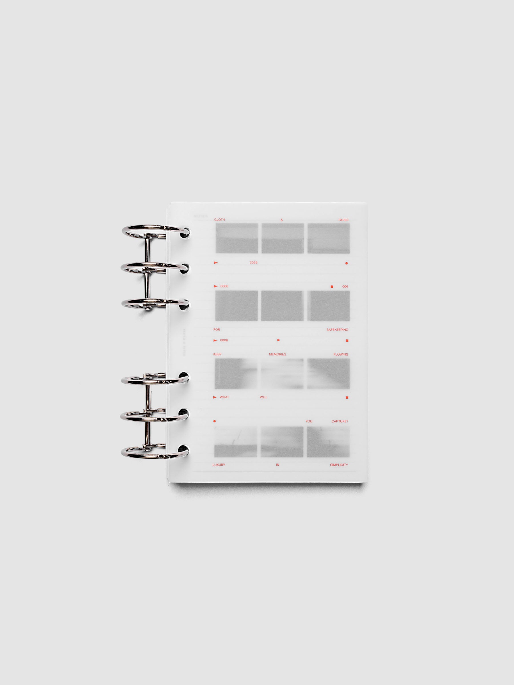 Film Strip Planner Dashboard Duo A6 6-Ring Punch both dashboards layered inside a planner showing film strip design and semi-transparent vellum overlay