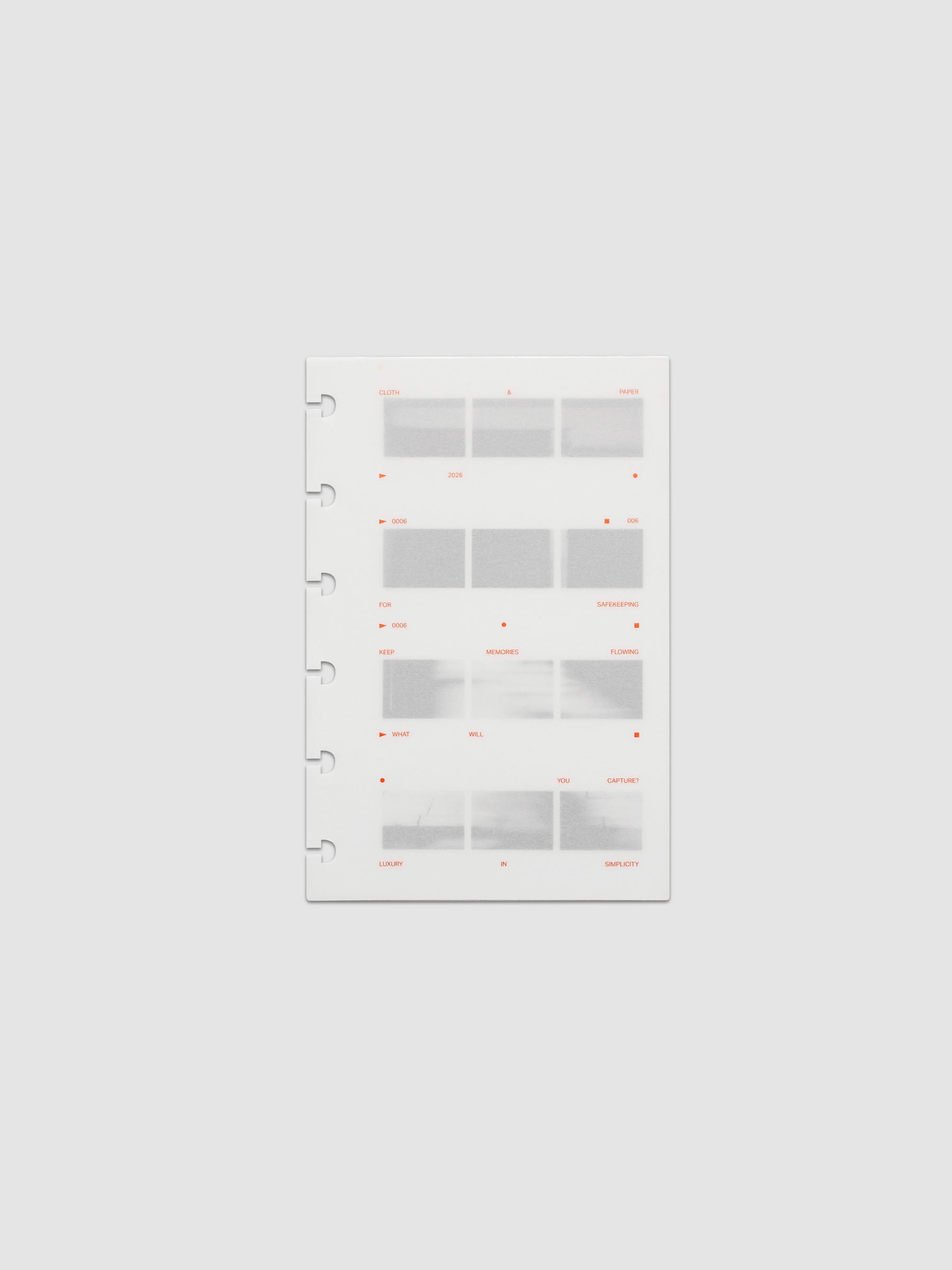 Film Strip Planner Dashboard Duo CP Petite 6-Disc Punch 6-Ring Punch two dashboards stacked showing vellum top layer with deep orange text and film strip plastic bottom layer