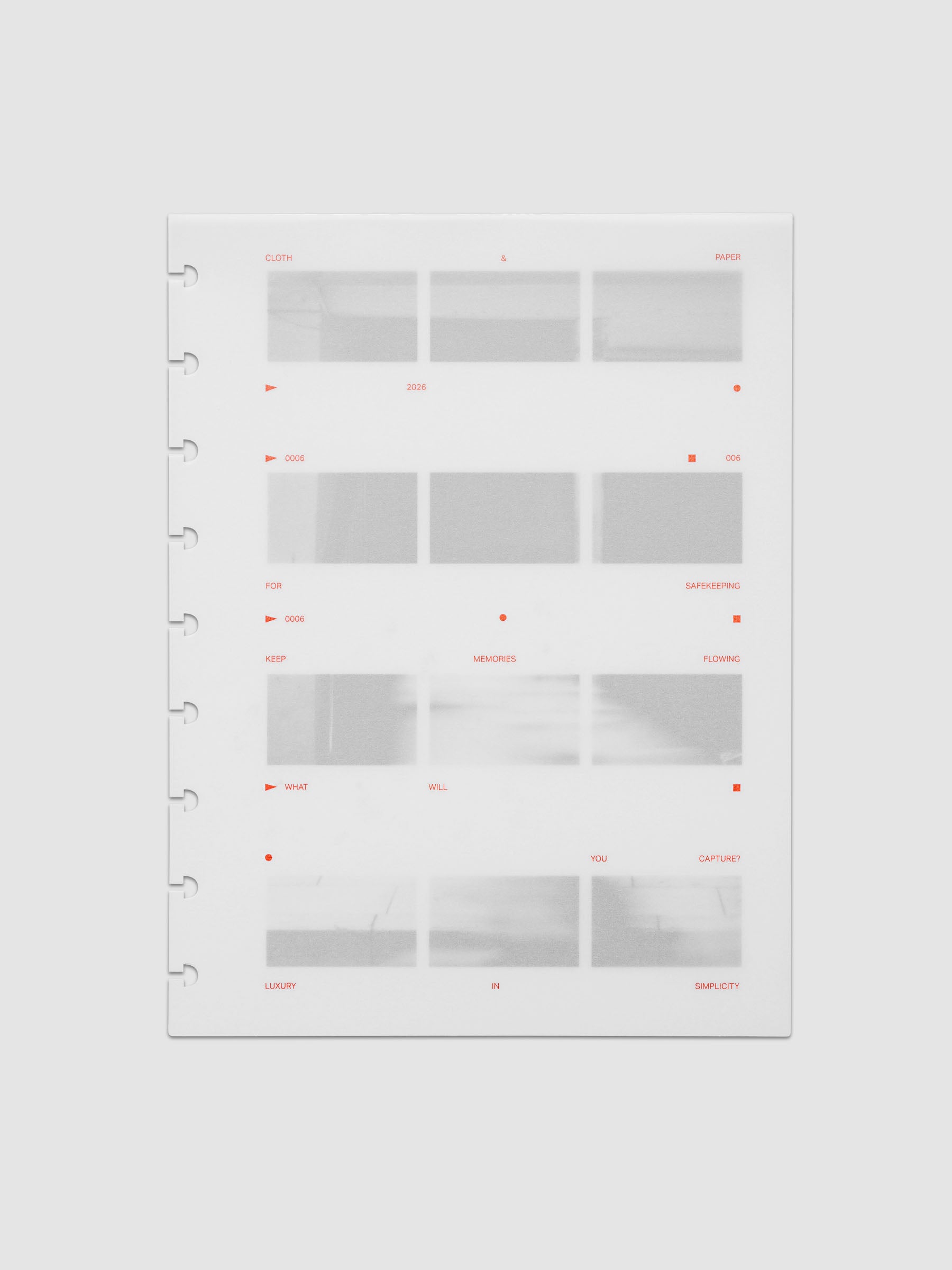 Film Strip Planner Dashboard Duo HP Classic 9-Disc Punch 6-Ring Punch two dashboards stacked showing vellum top layer with deep orange text and film strip plastic bottom layer