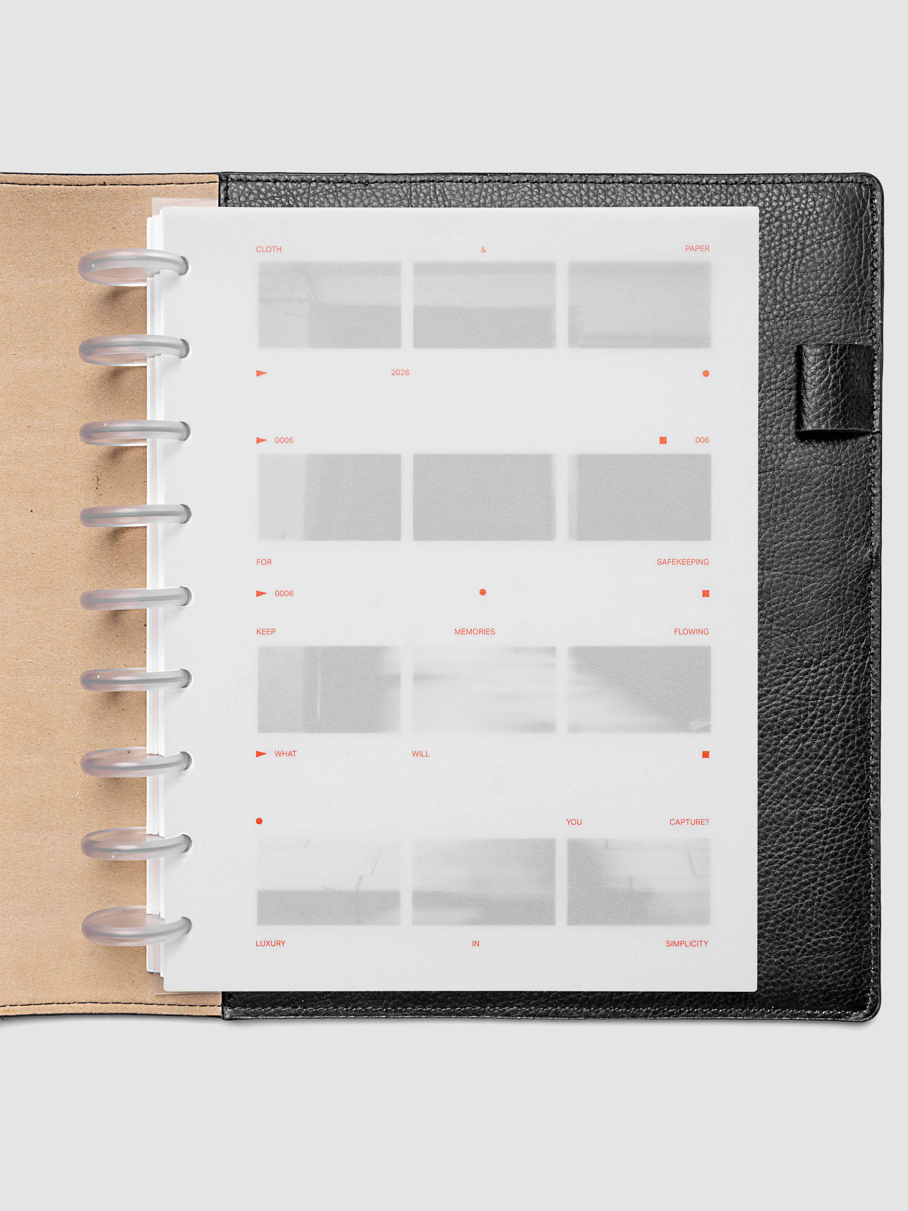 Film Strip Planner Dashboard Duo HP Classic 9-Disc Punch 6-Ring Punch both dashboards layered inside a planner showing film strip design and semi-transparent vellum overlay