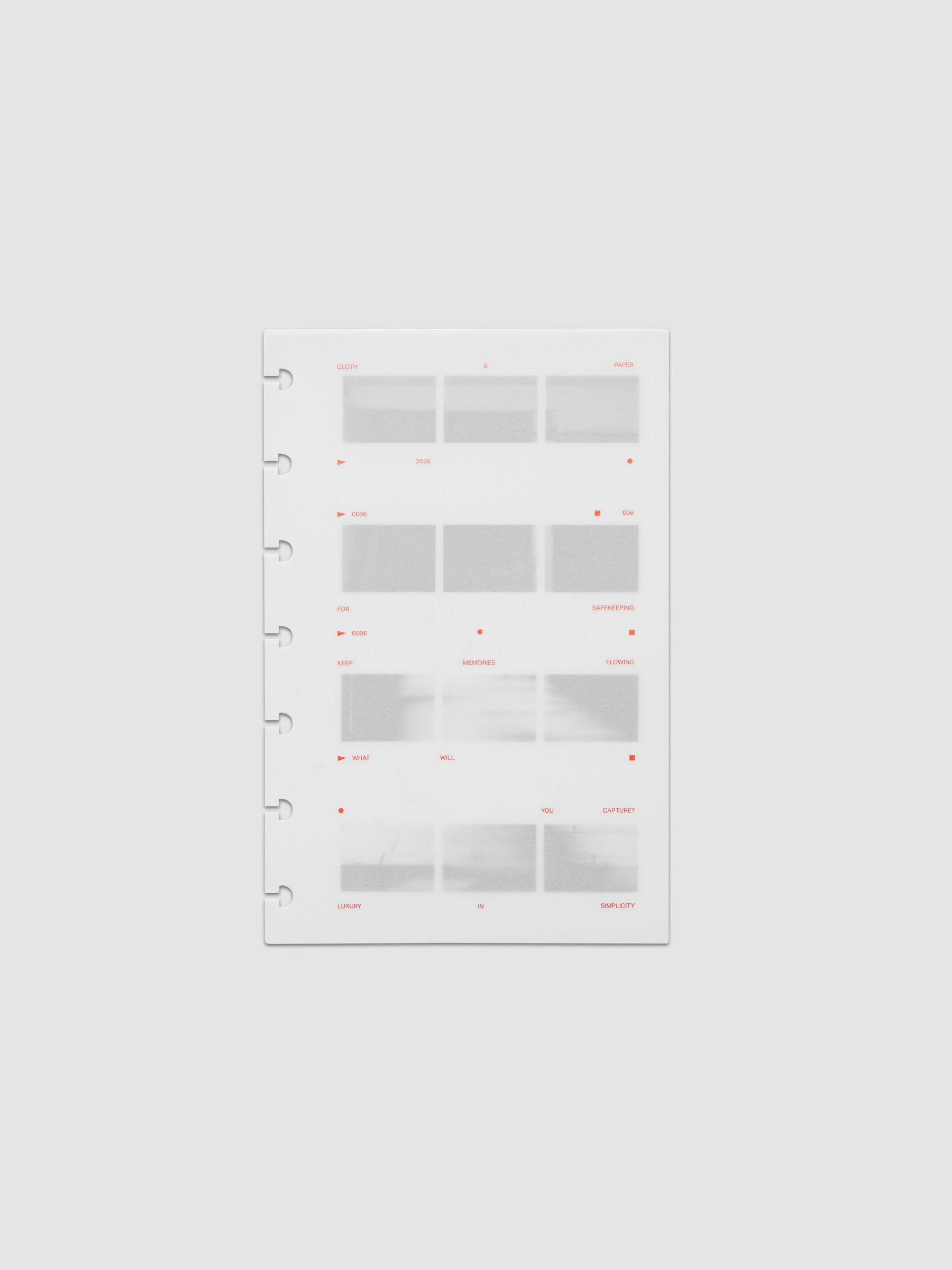 Film Strip Planner Dashboard Duo HP Mini 7-Disc Punch 6-Ring Punch two dashboards stacked showing vellum top layer with deep orange text and film strip plastic bottom layer