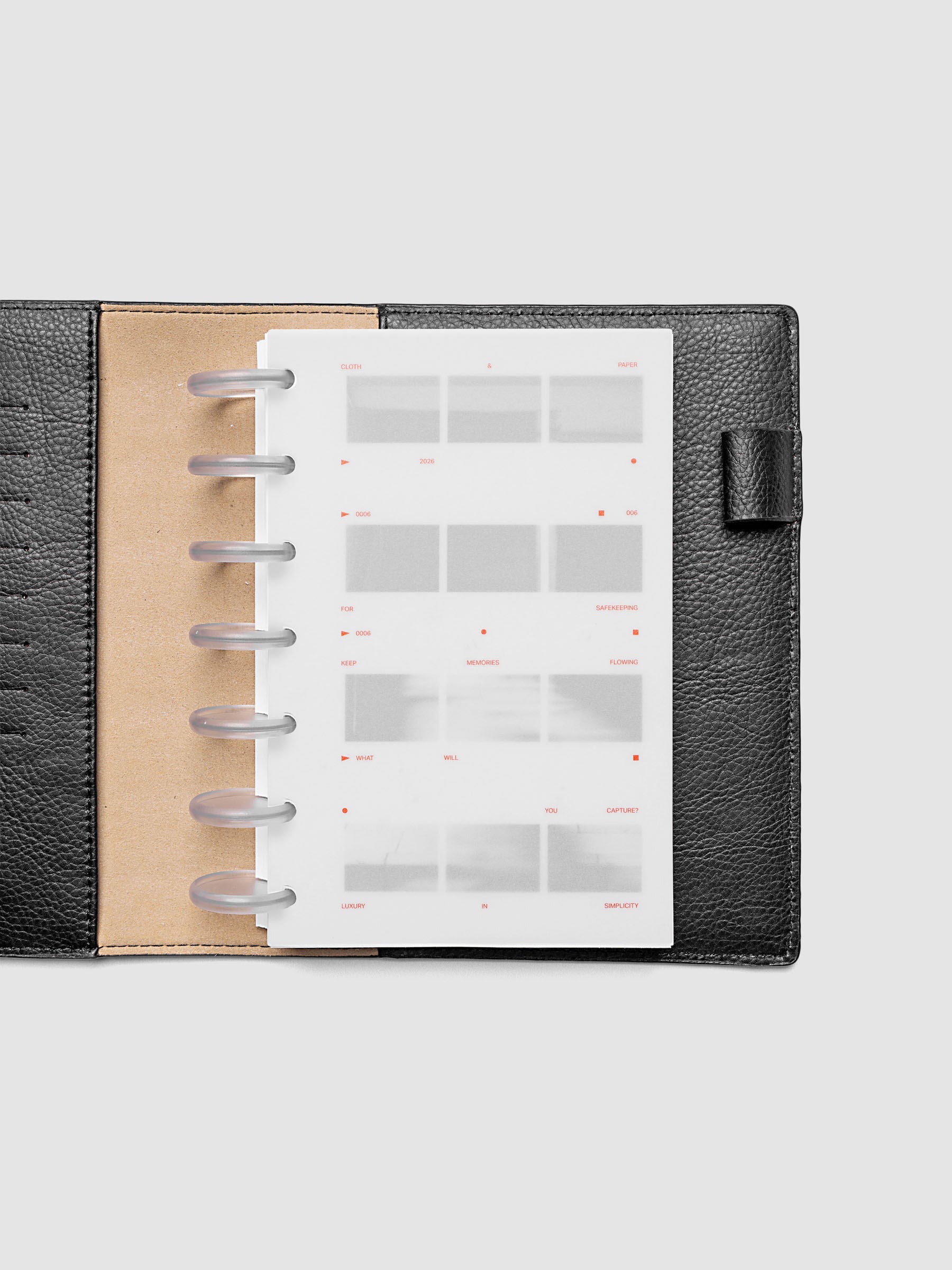 Film Strip Planner Dashboard Duo HP Mini 7-Disc Punch 6-Ring Punch both dashboards layered inside a planner showing film strip design and semi-transparent vellum overlay