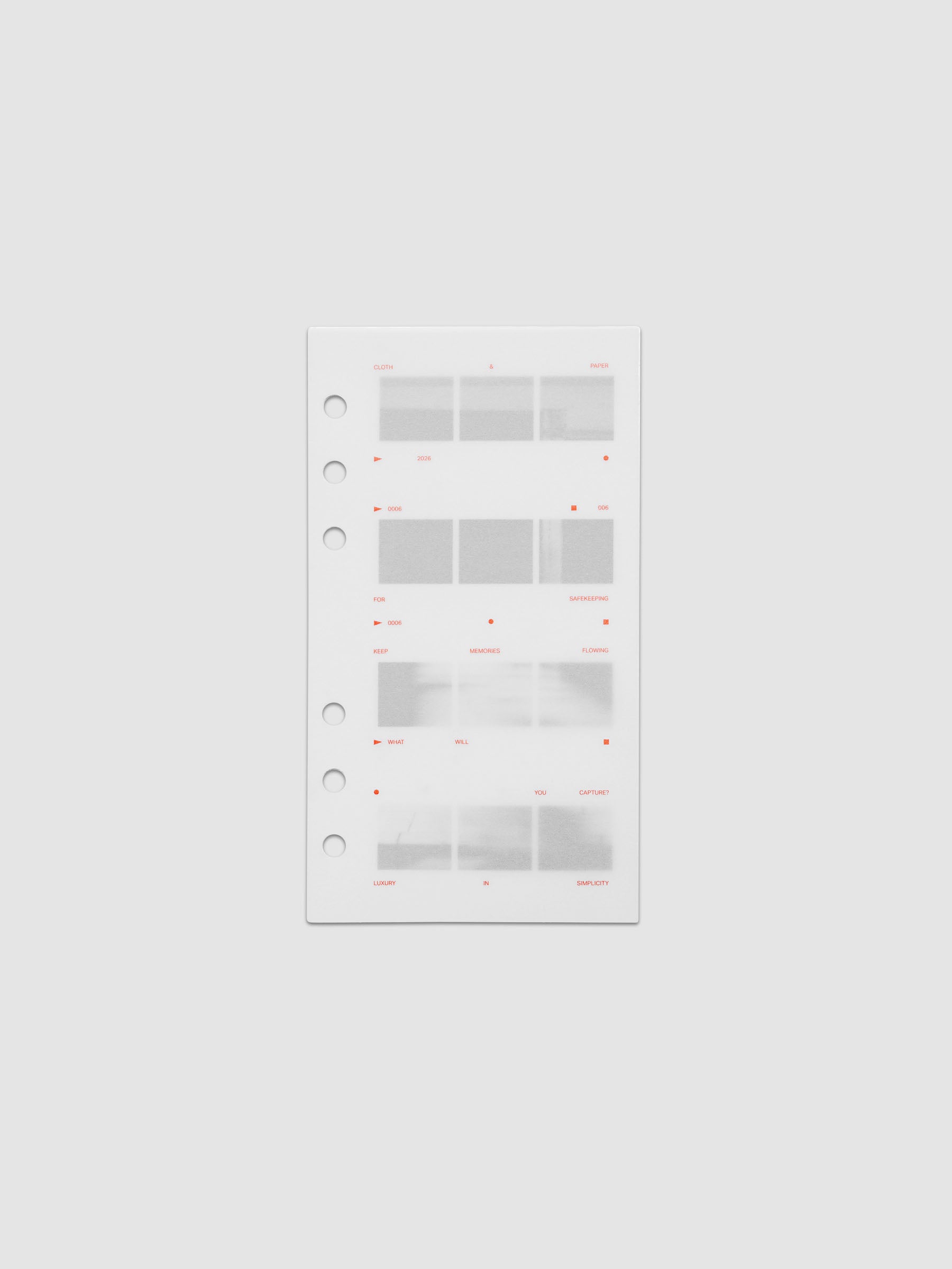 Film Strip Planner Dashboard Duo Personal 6-Ring Punch two dashboards stacked showing vellum top layer with deep orange text and film strip plastic bottom layer