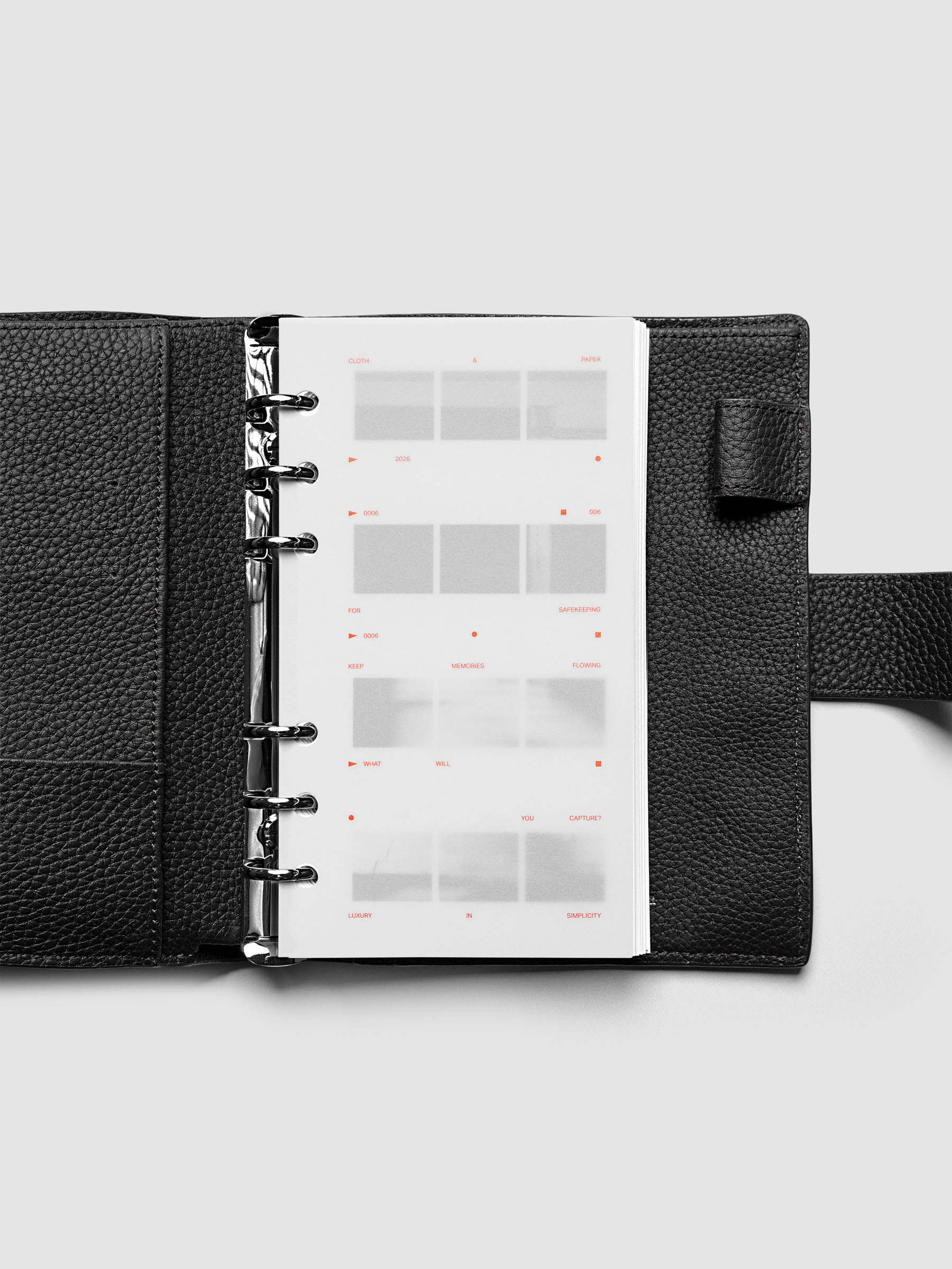 Film Strip Planner Dashboard Duo Personal 6-Ring Punch both dashboards layered inside a planner showing film strip design and semi-transparent vellum overlay