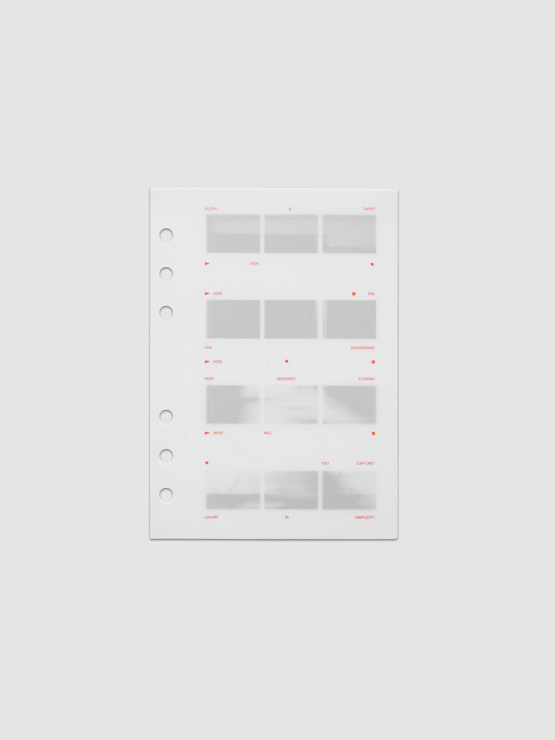 Film Strip Planner Dashboard Duo Personal Wide 6-Ring Punch two dashboards stacked showing vellum top layer with deep orange text and film strip plastic bottom layer