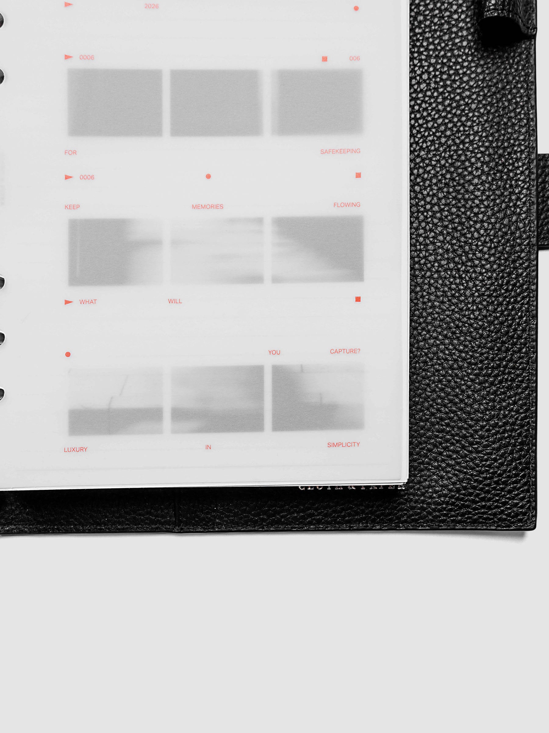 Film Strip Planner Dashboard Duo A5 6-Ring Punch close-up of bottom left corner showing both dashboards stacked inside a planner