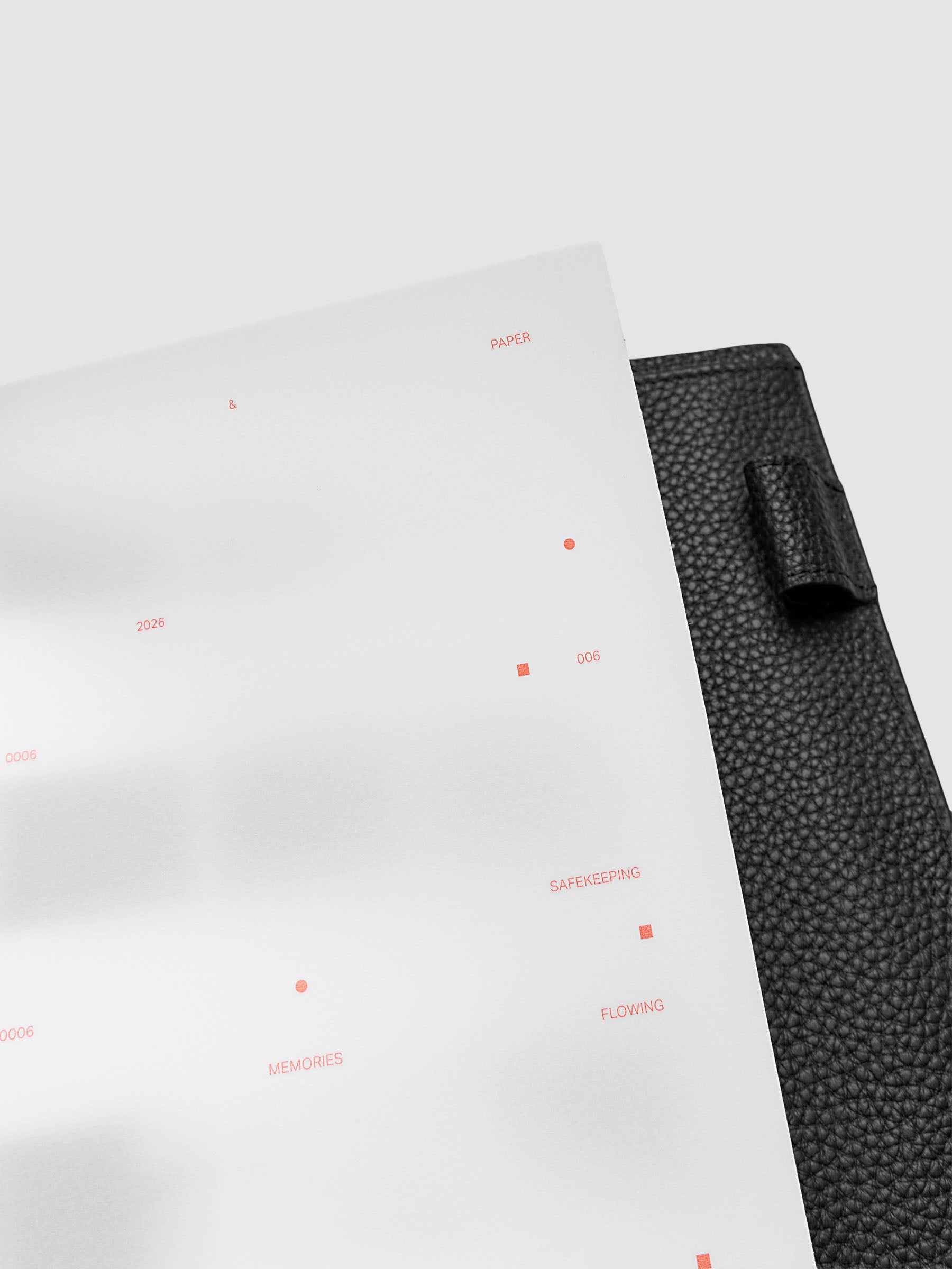 Film Strip Planner Dashboard Duo A5 6-Ring Punch close-up of top right corner with vellum top layer lifted showing film strip plastic dashboard beneath