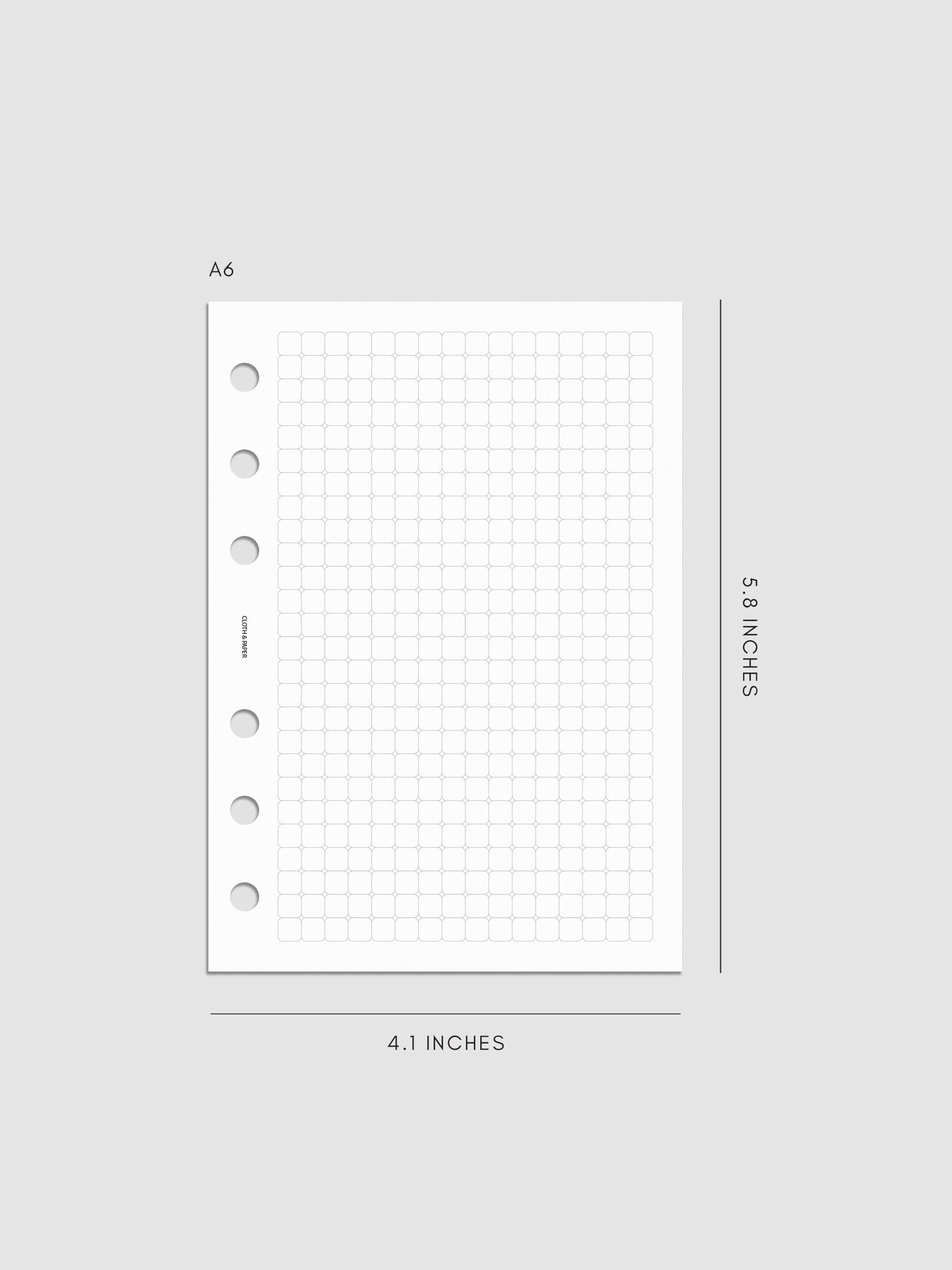 Rounded Graph Planner Insert A6 6-Ring Punch mockup