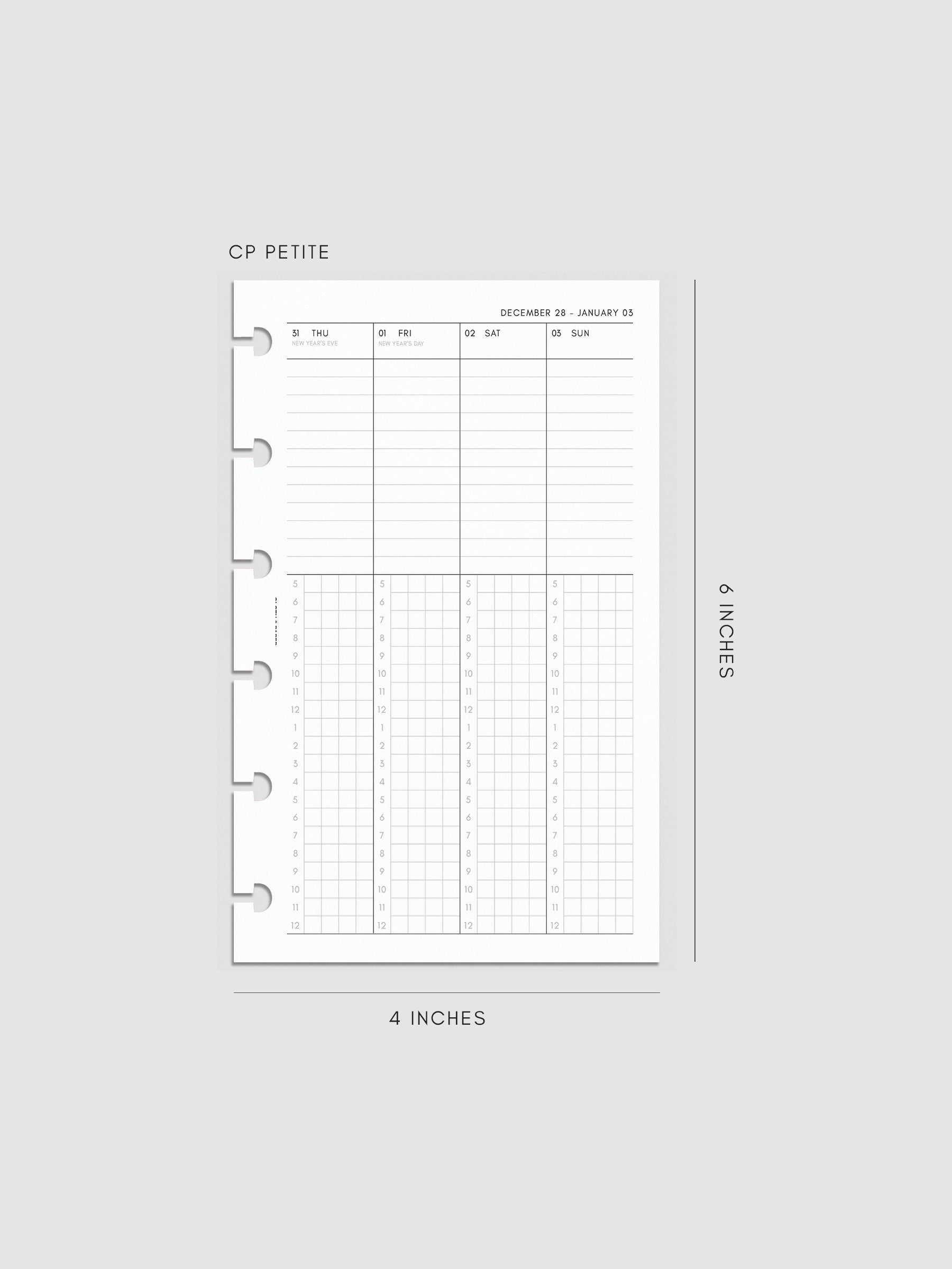 2027 Dated Weekly Time Block Inserts in CP Petite 6-Disc Punch size, right page