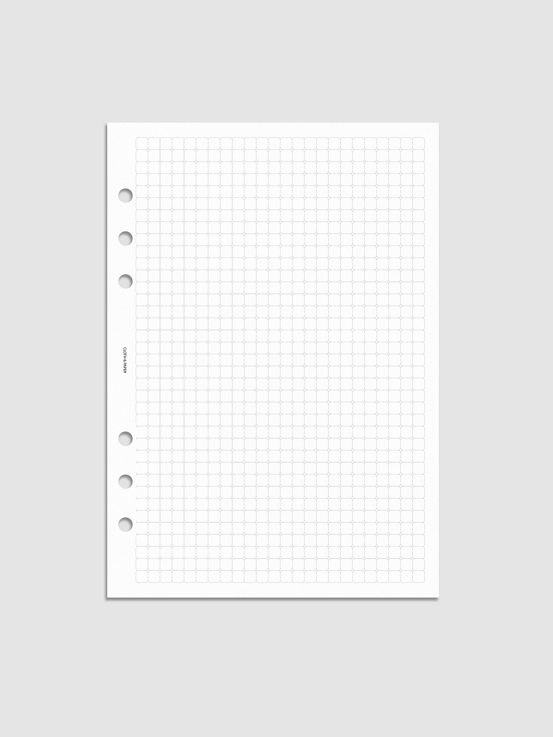 Rounded Graph Planner Insert A5 6-Ring Punch mockup