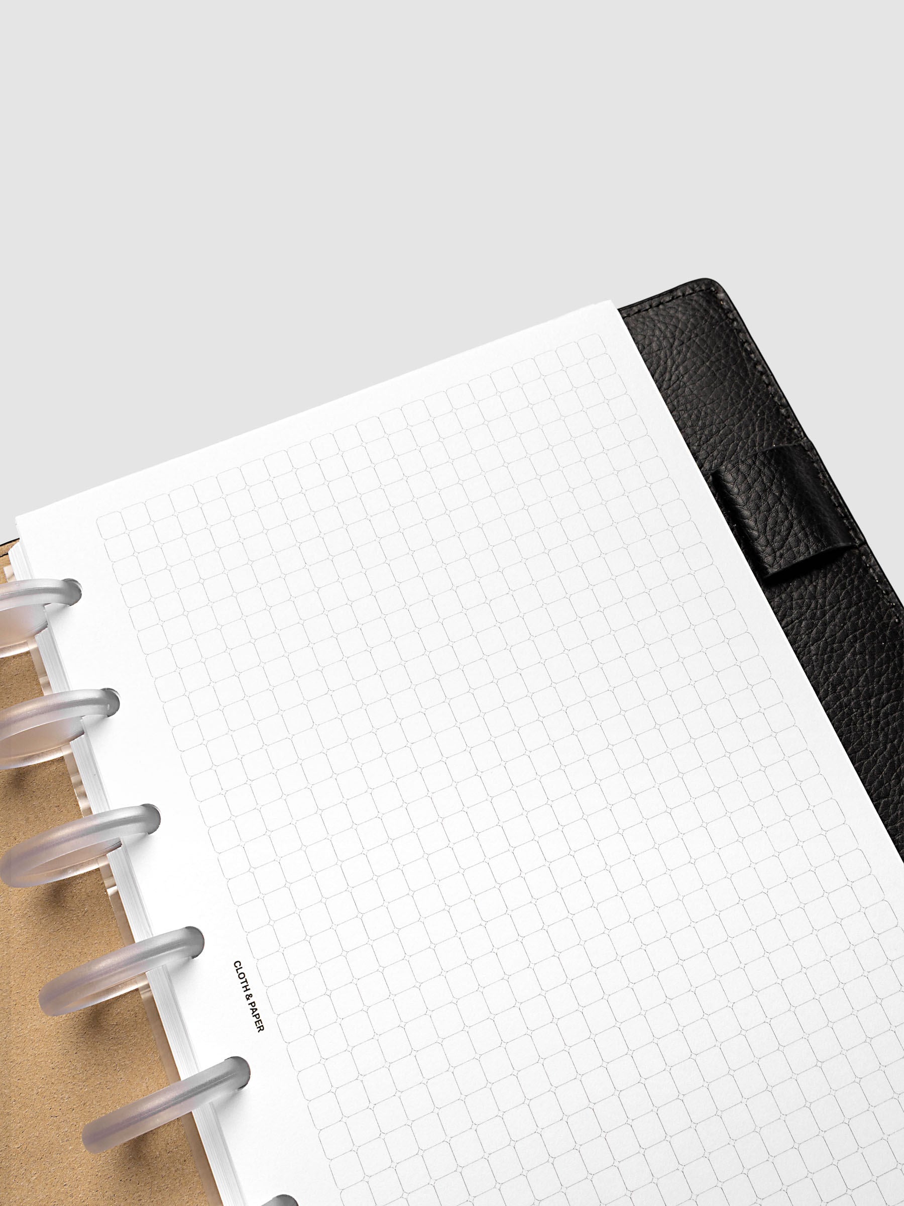 Rounded Graph Planner Insert Half Letter 8-Disc Punch close-up of right page grid layout