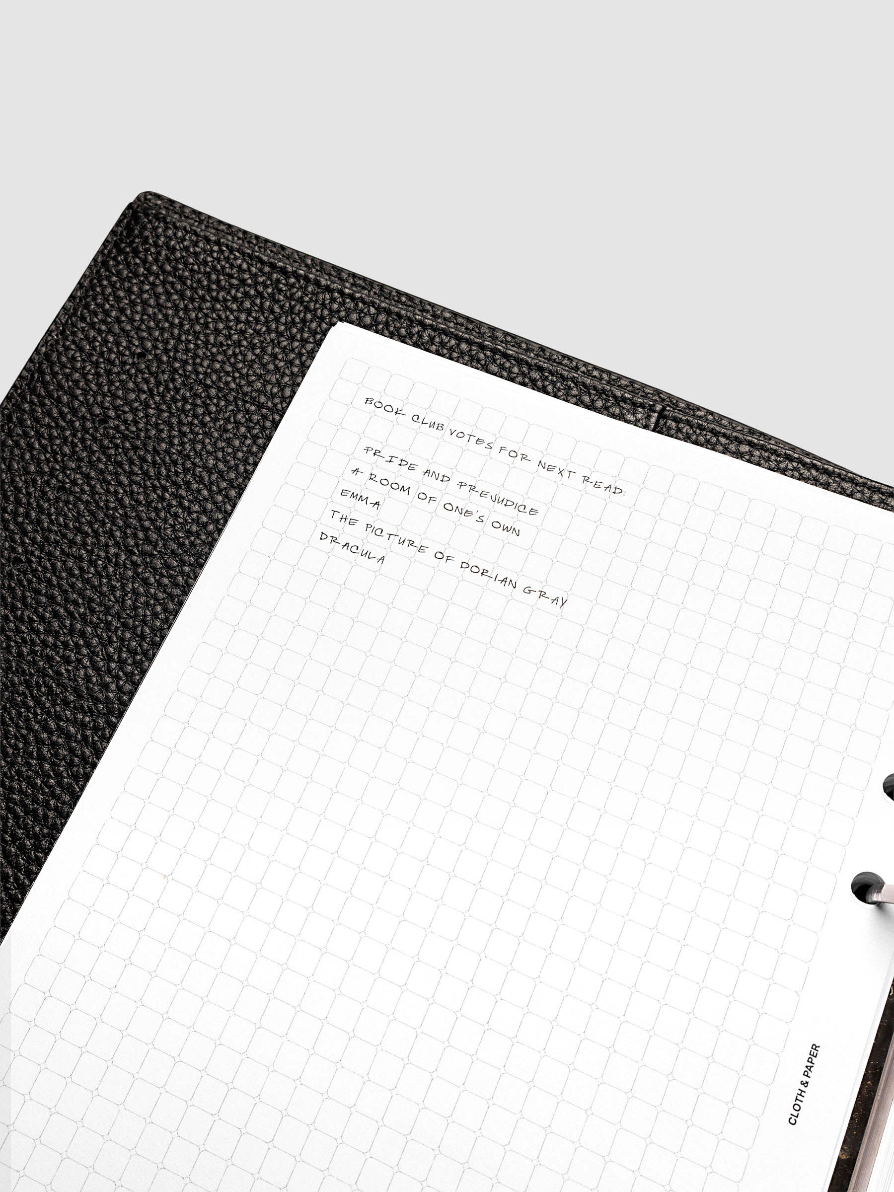 Rounded Graph Planner Insert A5 6-Ring Punch close-up of left page grid layout