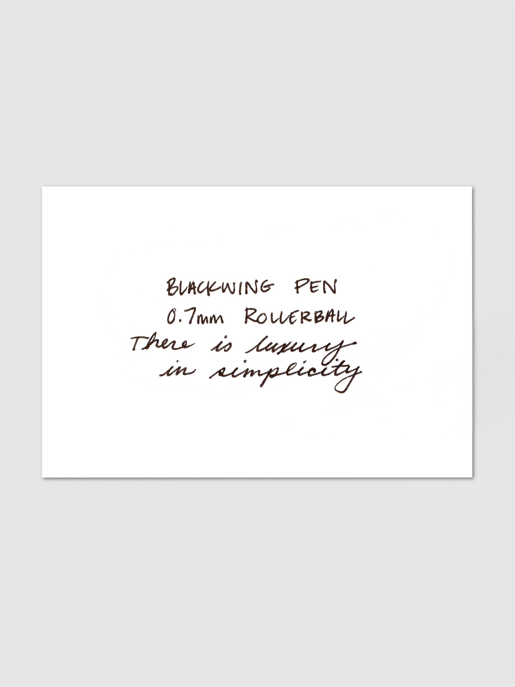 Handwritten writing sample using the Blackwing Pen featuring a 0.7mm rollerball tip.
