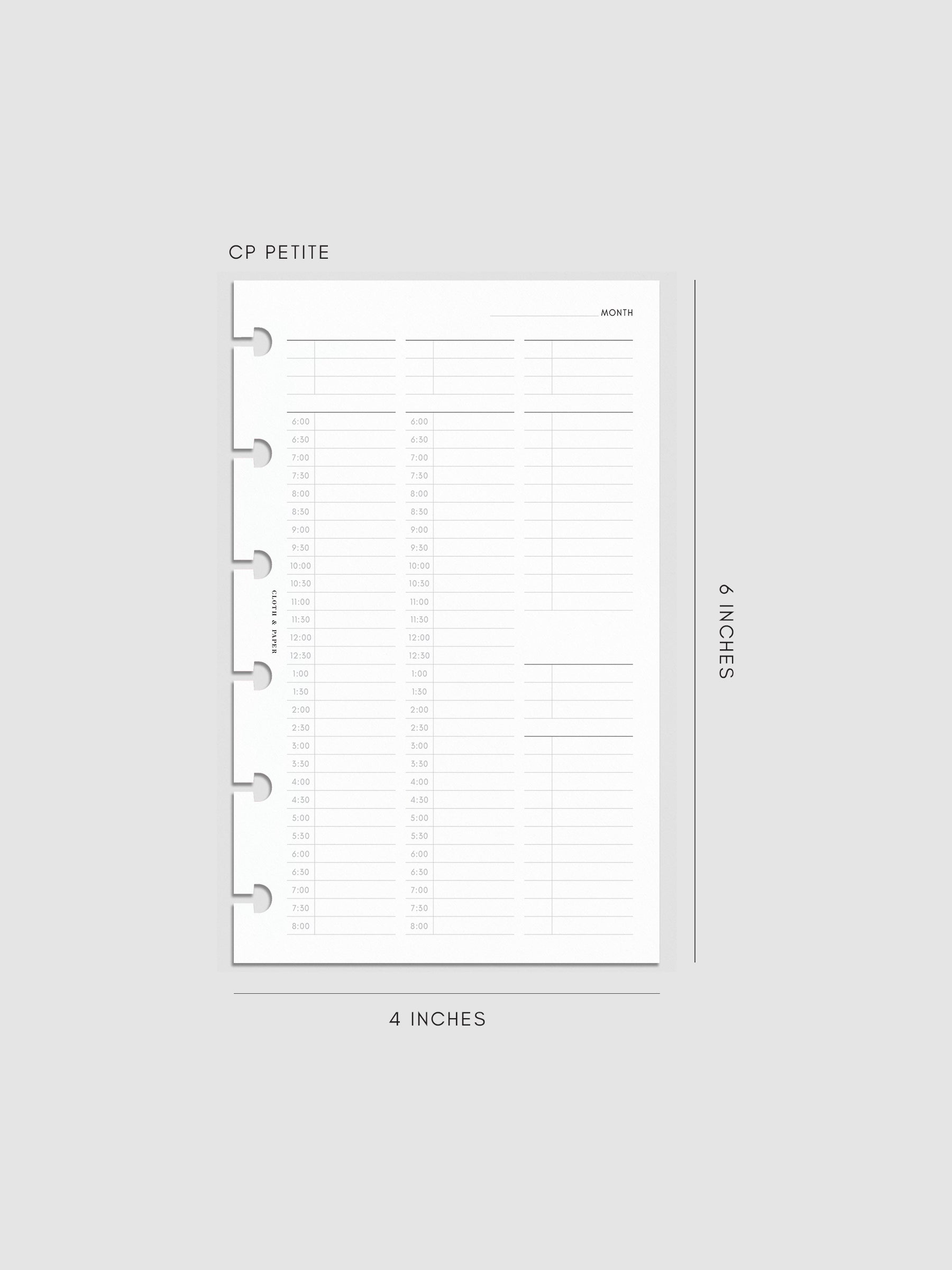 30 Minute Time Block Planner Inserts | CP Petite